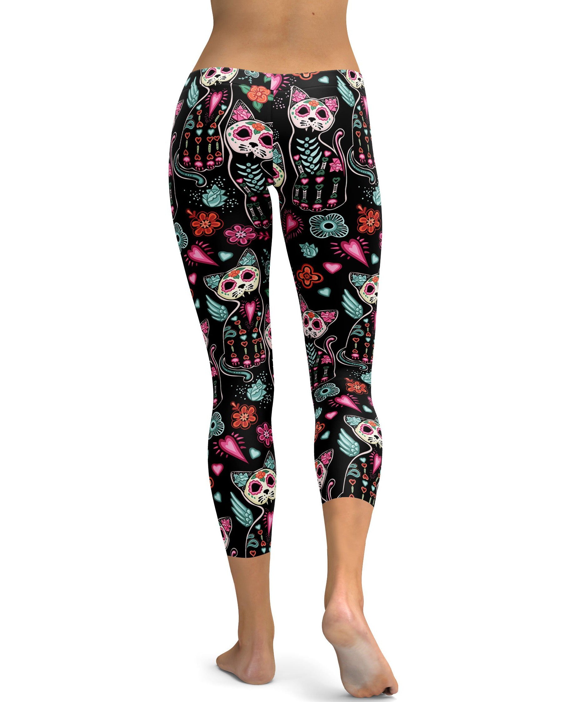 Calavera Cat Capris - GearBunch Leggings / Yoga Pants