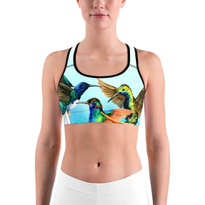 Watercolor Hummingbird Sports bra