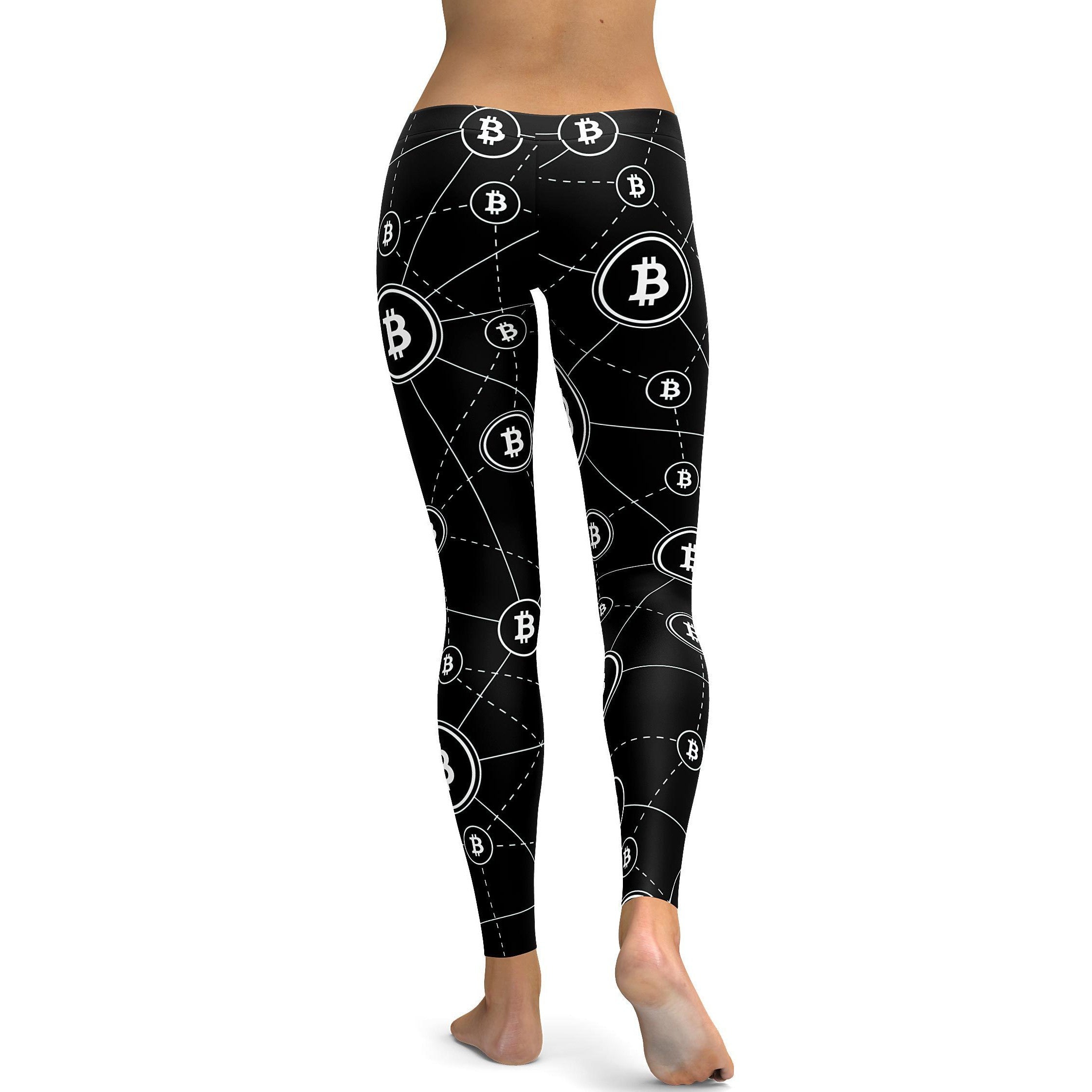 Womens Workout Yoga Bitcoin Leggings Black/White