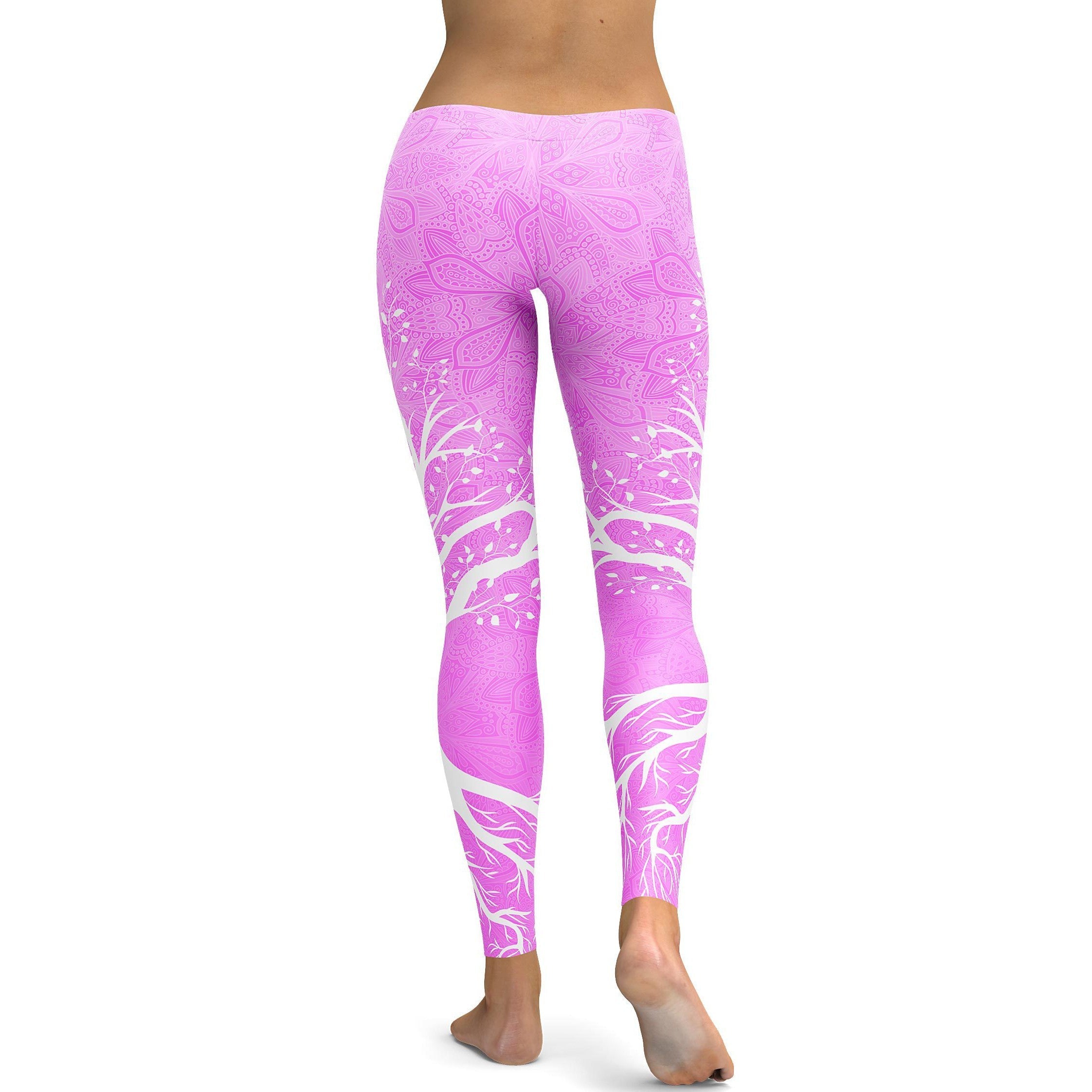 Soft Pink Tree of Life Leggings - GearBunch Leggings / Yoga Pants