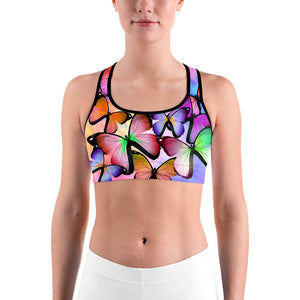 Colorful Butterflies Sports bra - GearBunch Leggings / Yoga Pants