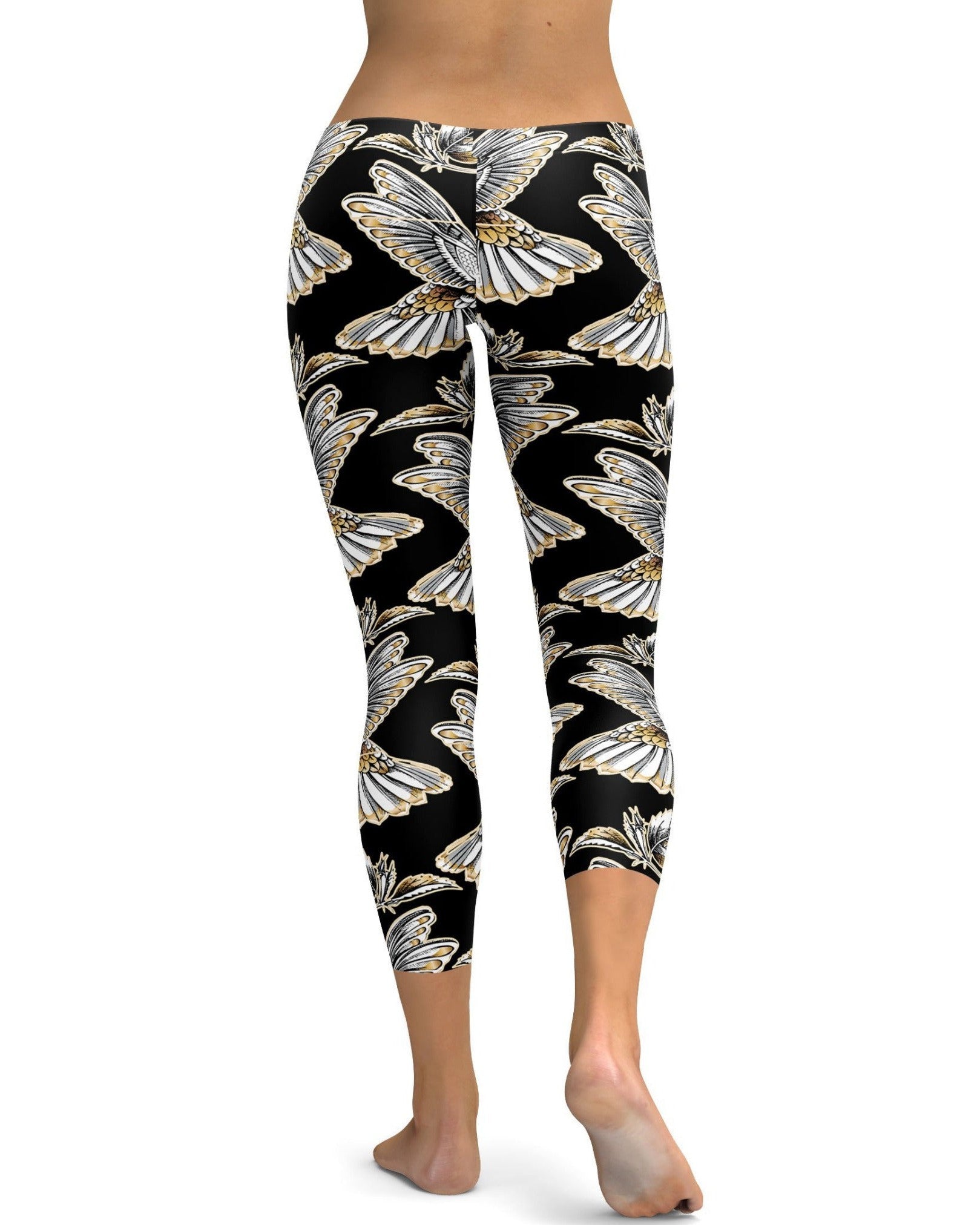 Gearbunch - White&Gold Hummingbird Capris 