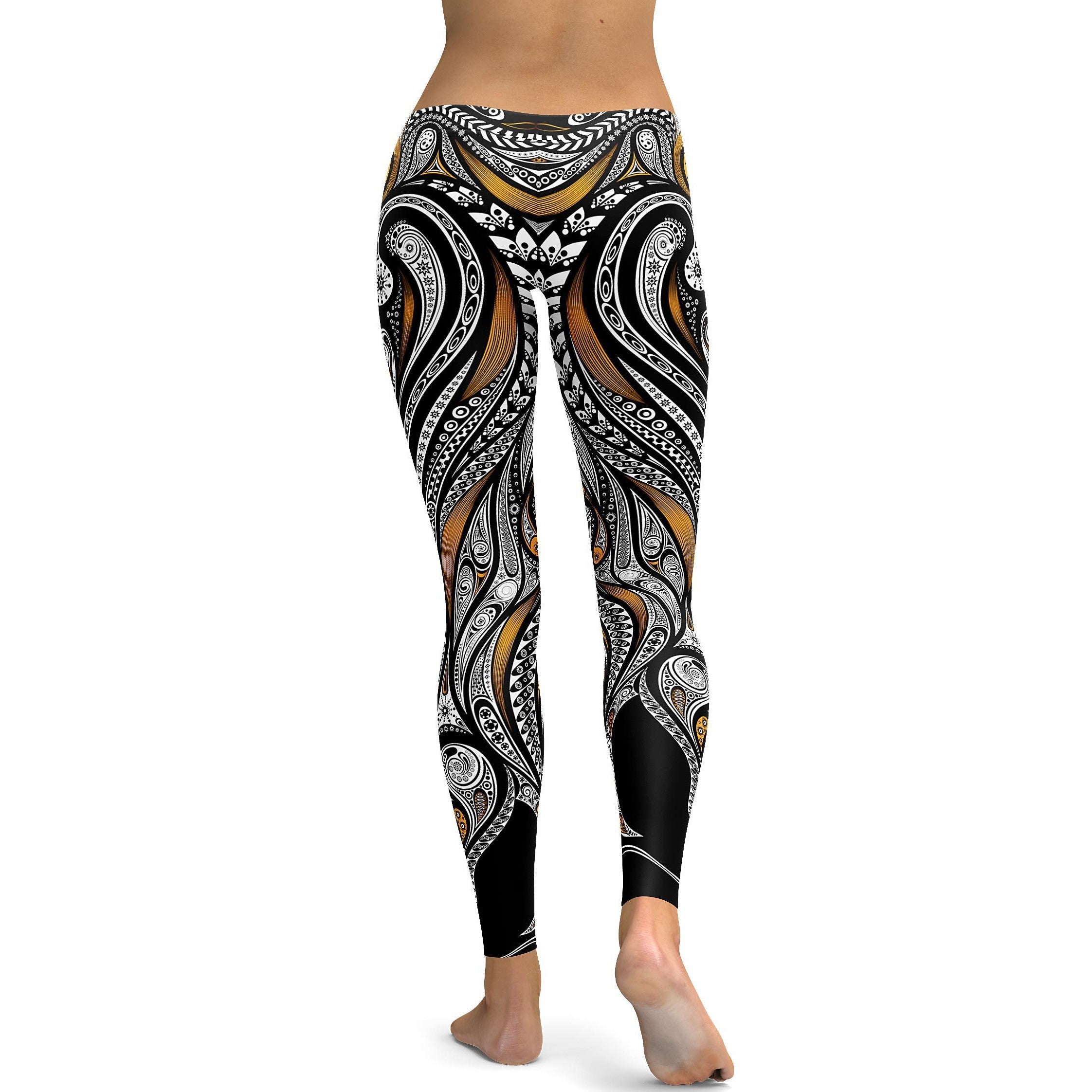 Orange Ornament Pattern Leggings - GearBunch Leggings / Yoga Pants