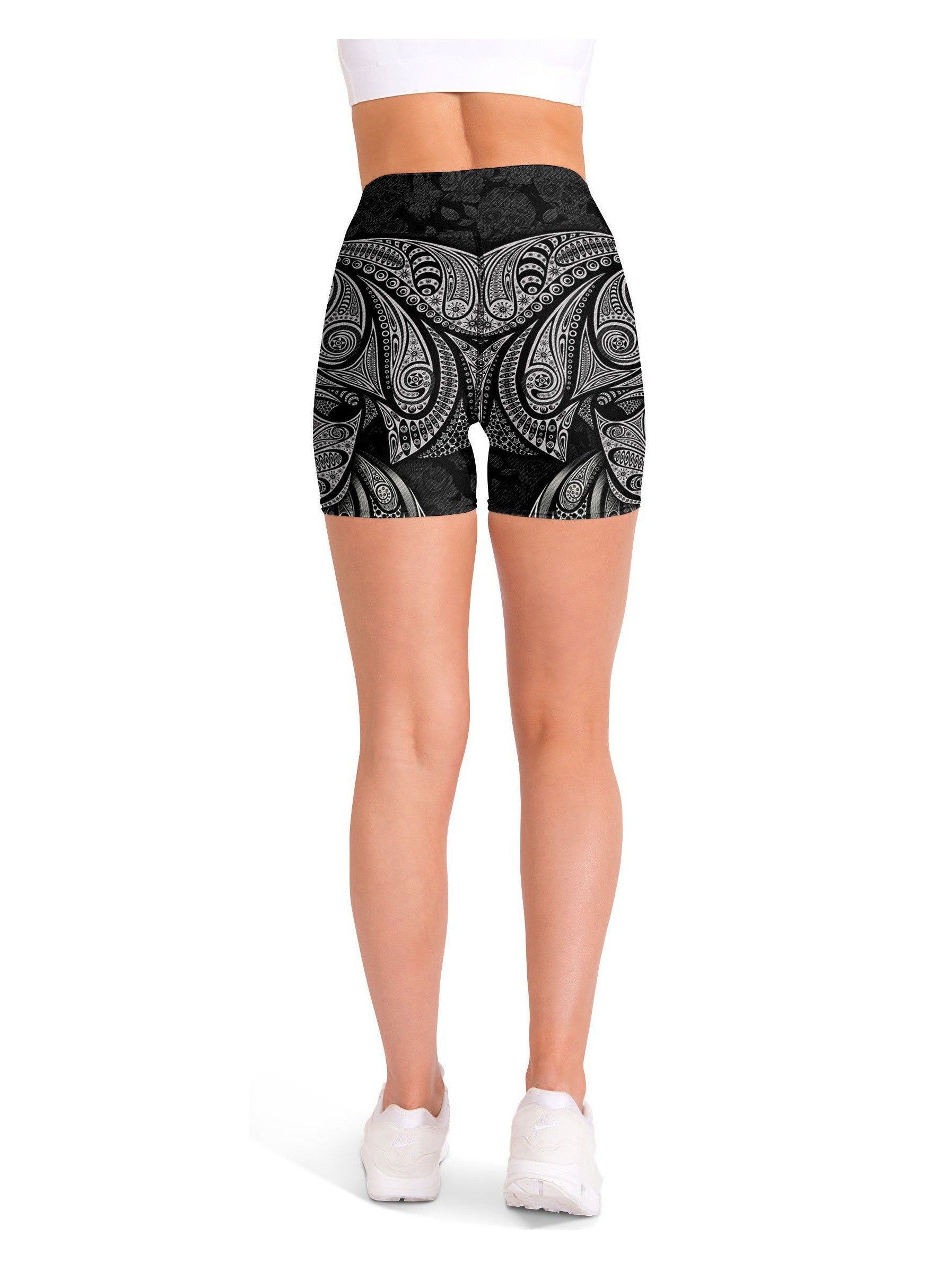 Ornamental Skull Yoga Shorts Gearbunch