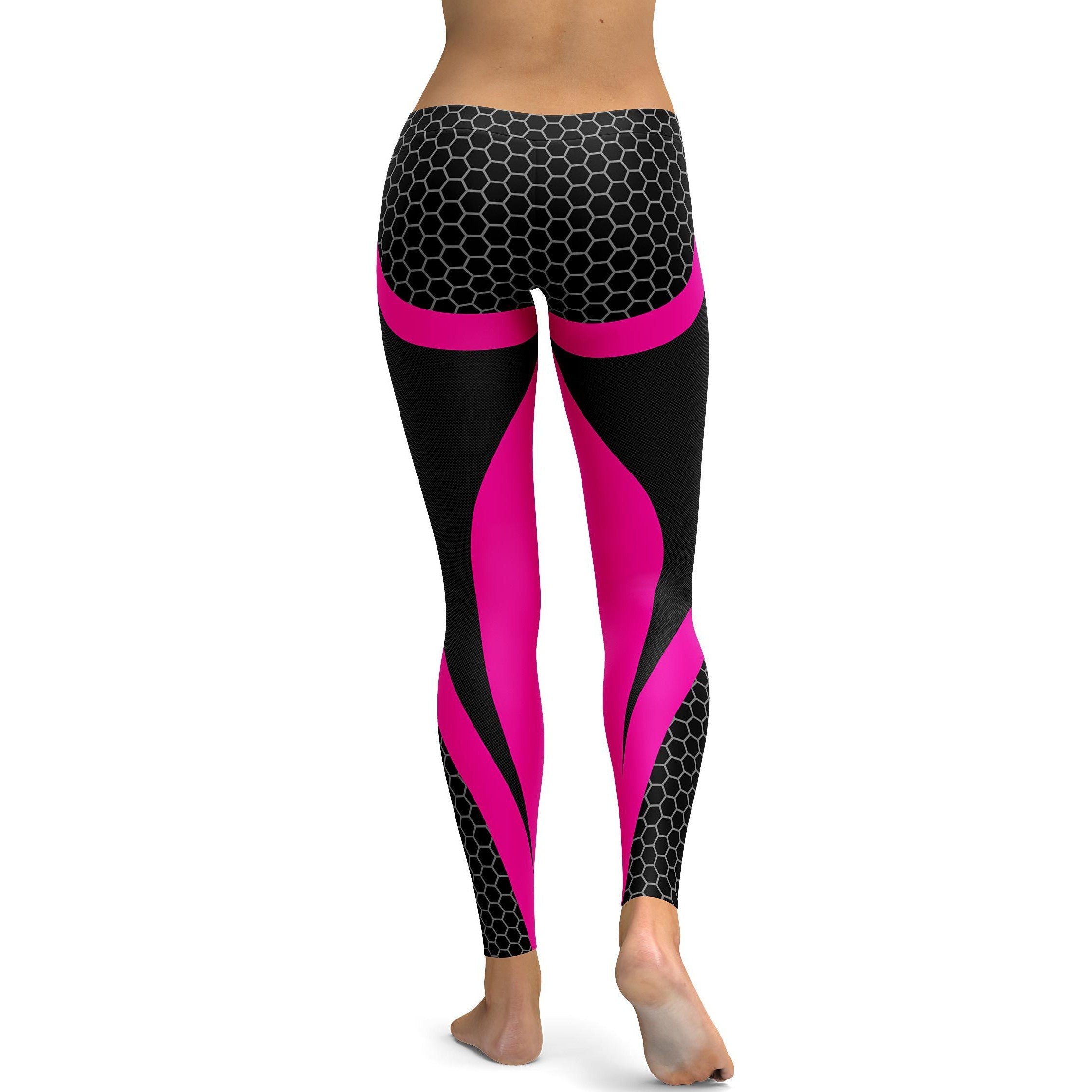 Pink Honeycomb Carbon Black Leggings