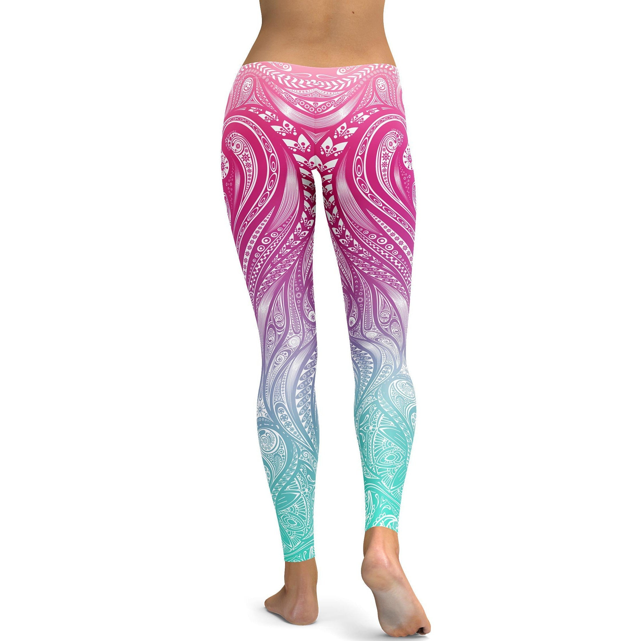 Womens Workout Yoga Bright Ornament Pattern Leggings