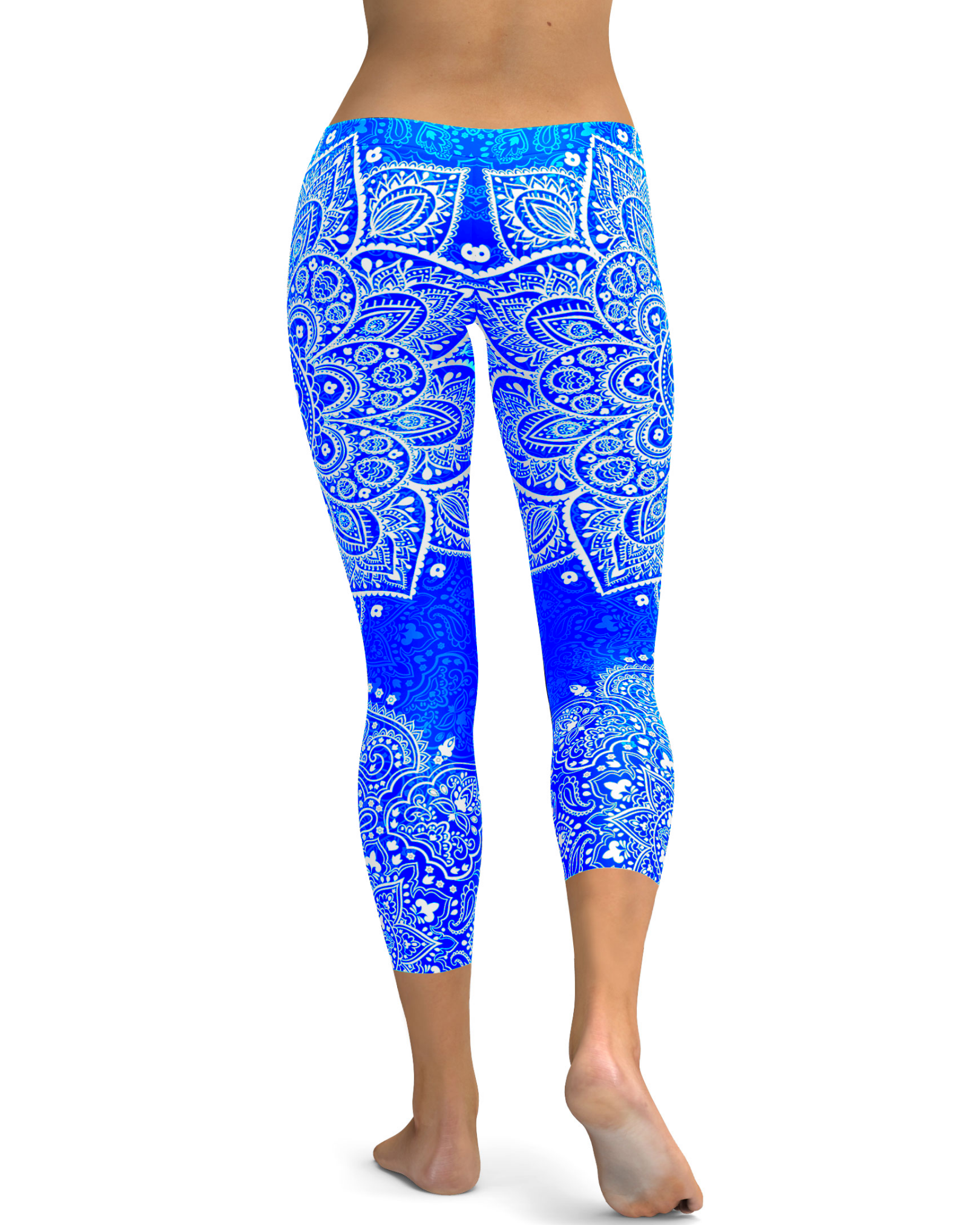 Electric Blue and White Mandala Capris | GearBunch