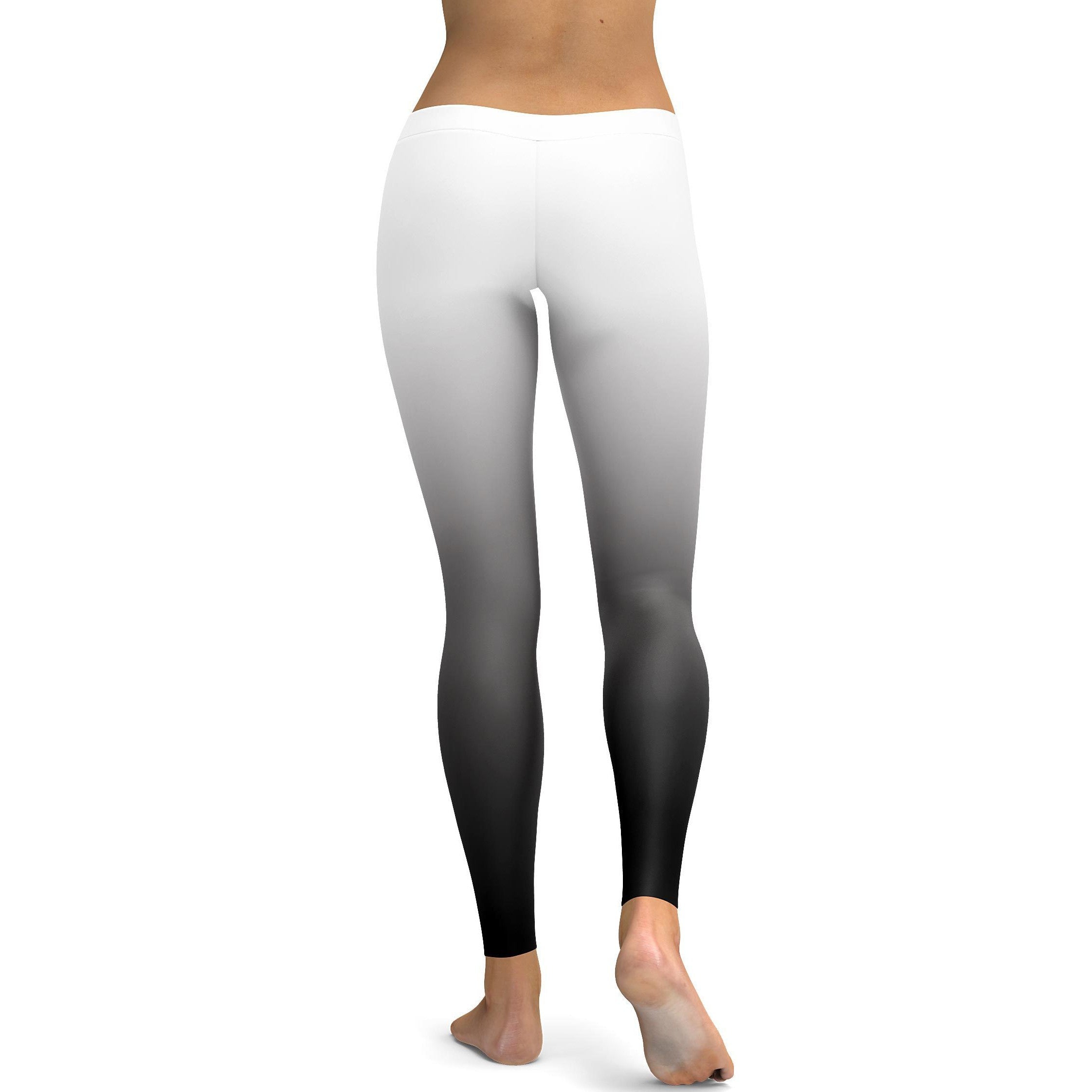 Ombre White to Black Leggings - GearBunch Leggings / Yoga Pants