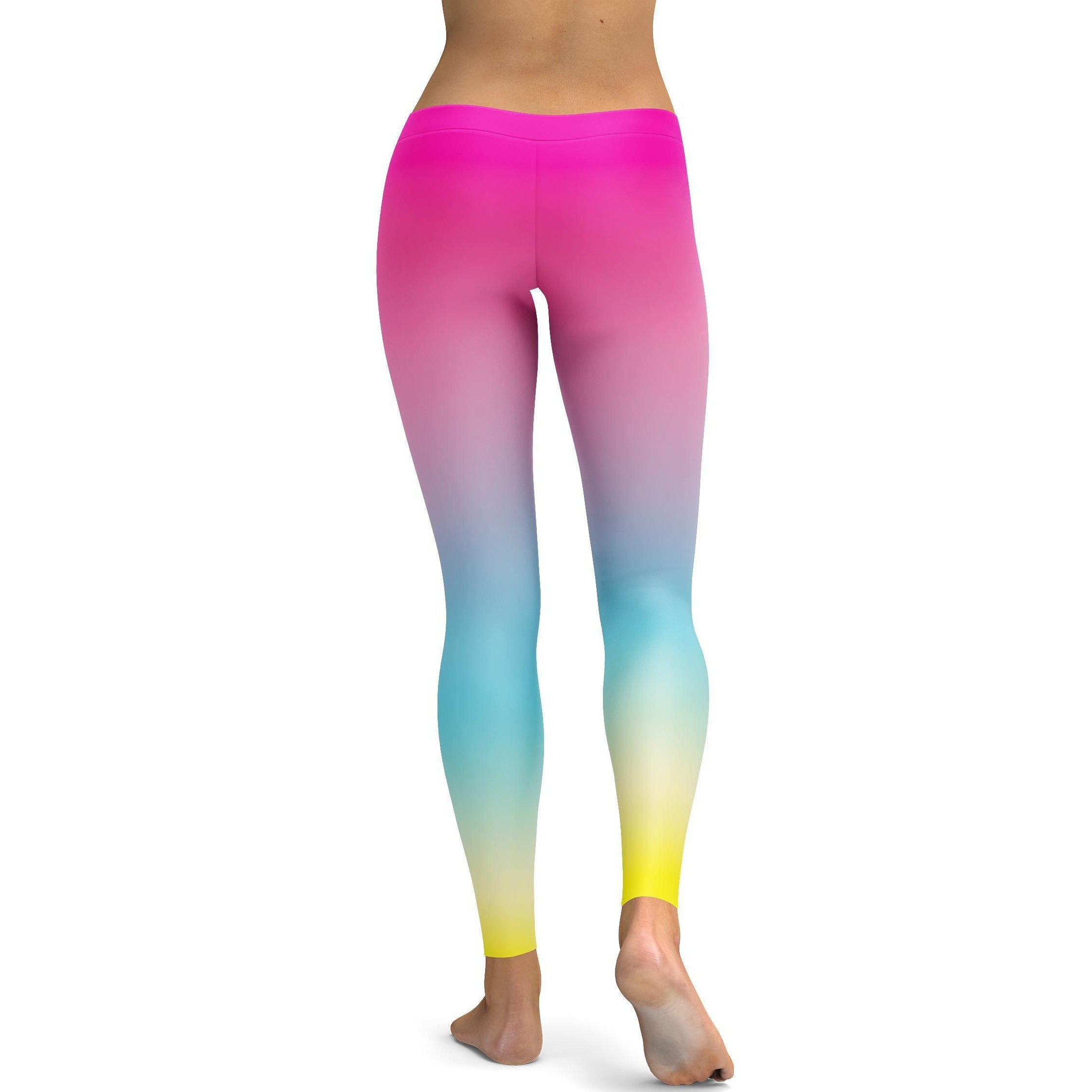 Ombre Pink to Yellow Leggings - GearBunch Leggings / Yoga Pants