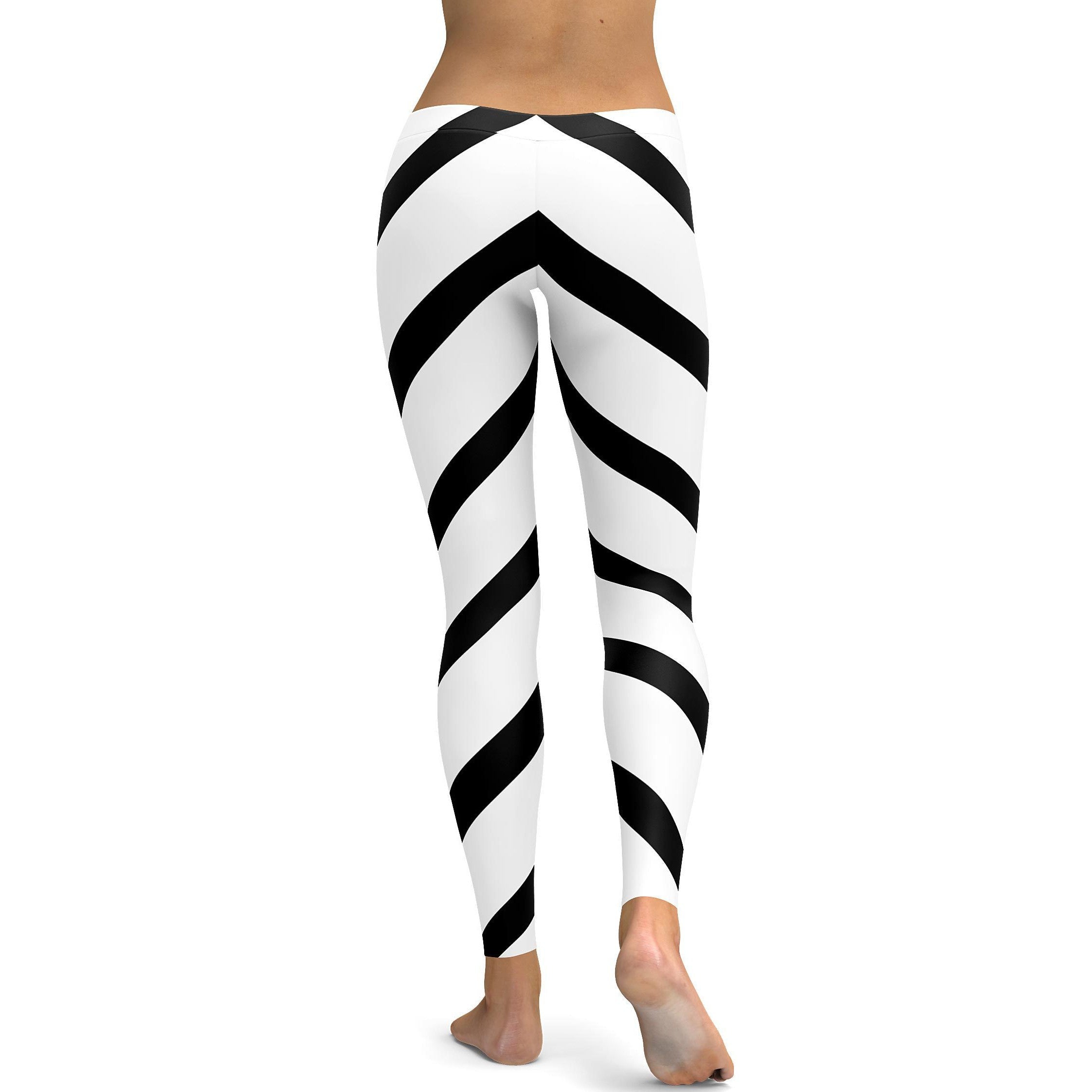 Black & White Striped Leggings - Leggings / Yoga Pants