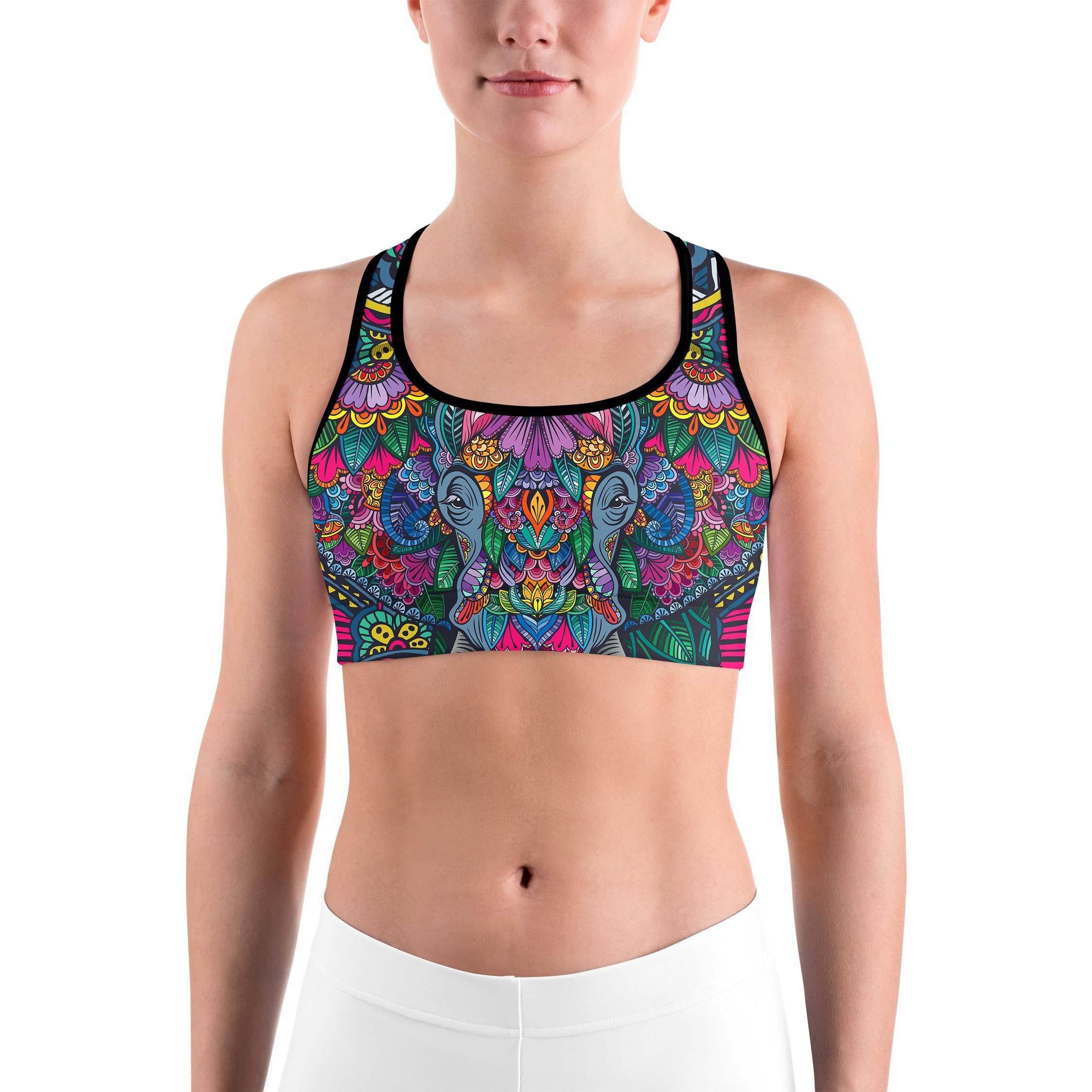 Colorful Elephant Sports bra - GearBunch Leggings / Yoga Pants