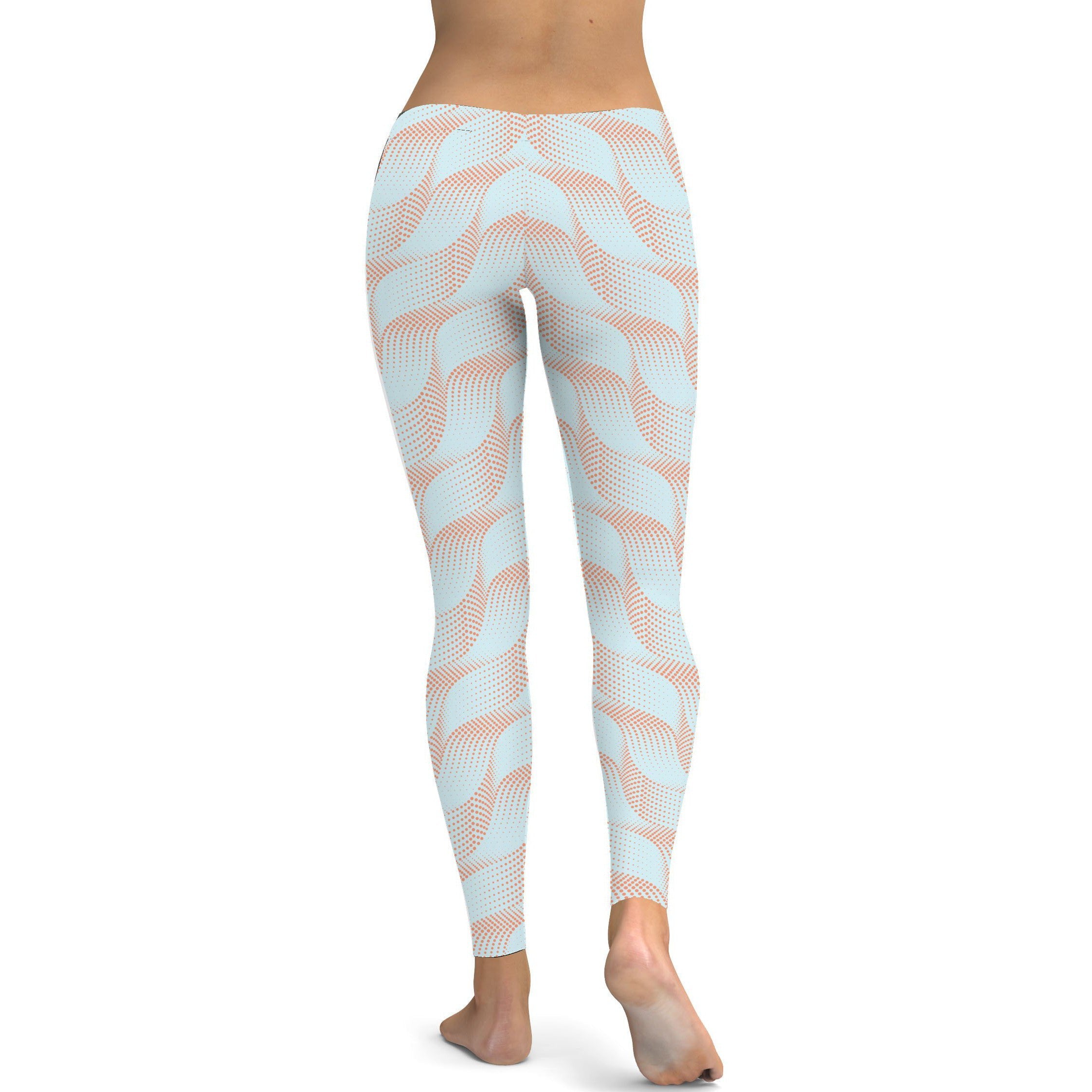 Light Blue & Apricot Wave Leggings Gearbunch