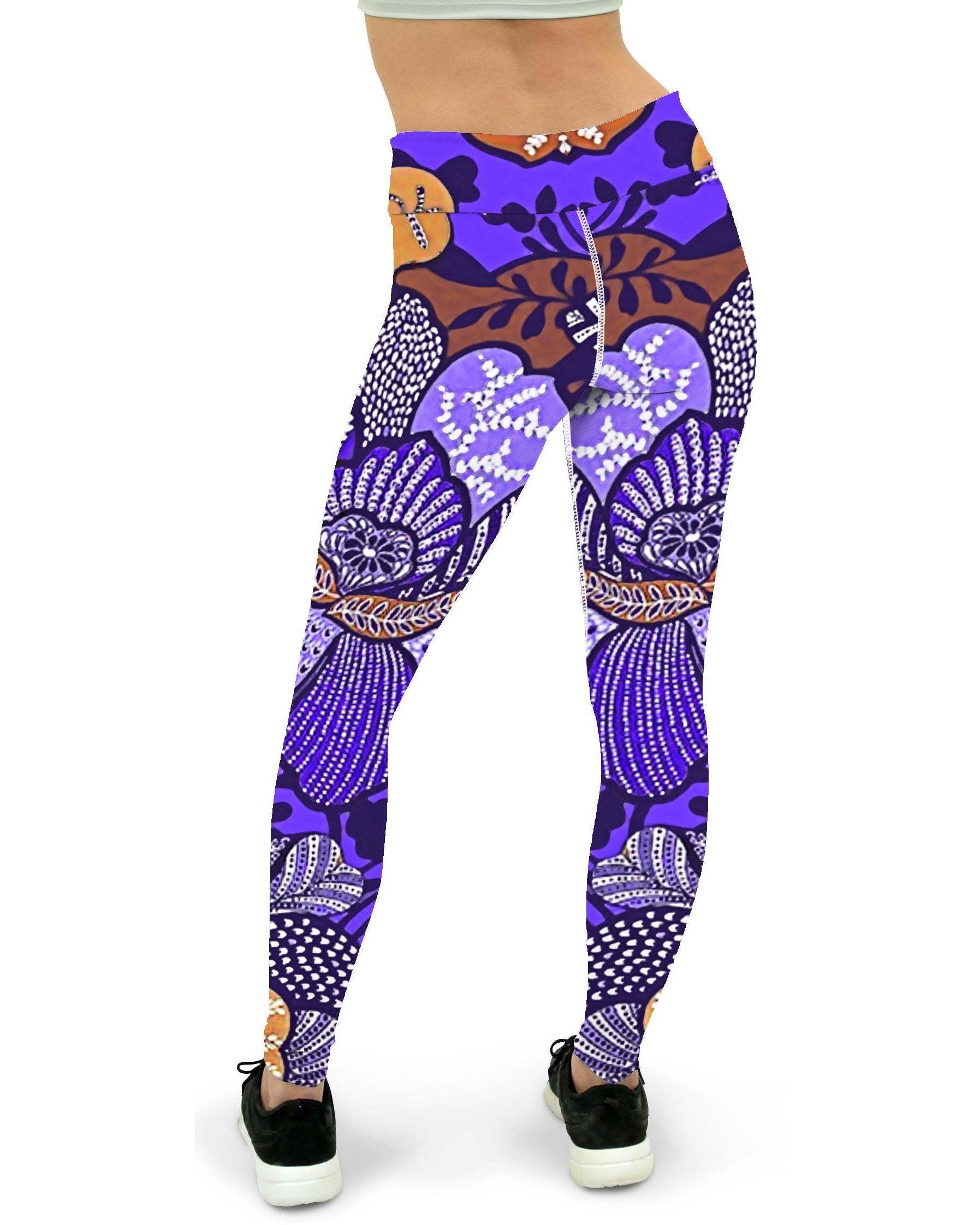 Purple Batik Floral Yoga Pants Gearbunch