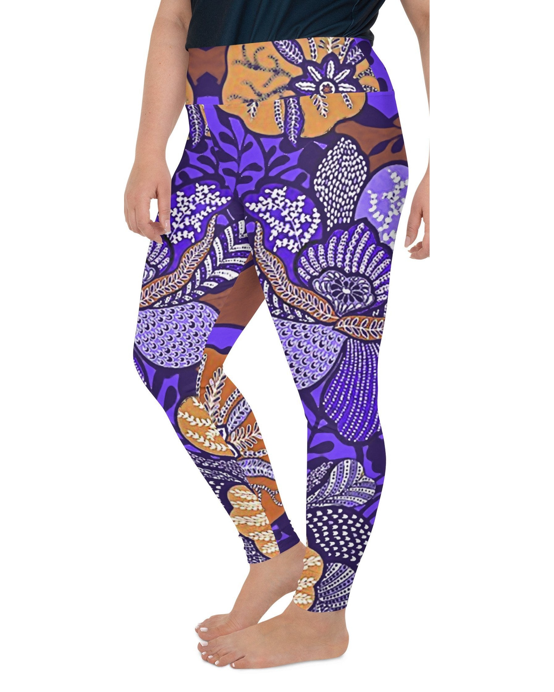 Purple Batik Floral Plus Size Leggings Gearbunch