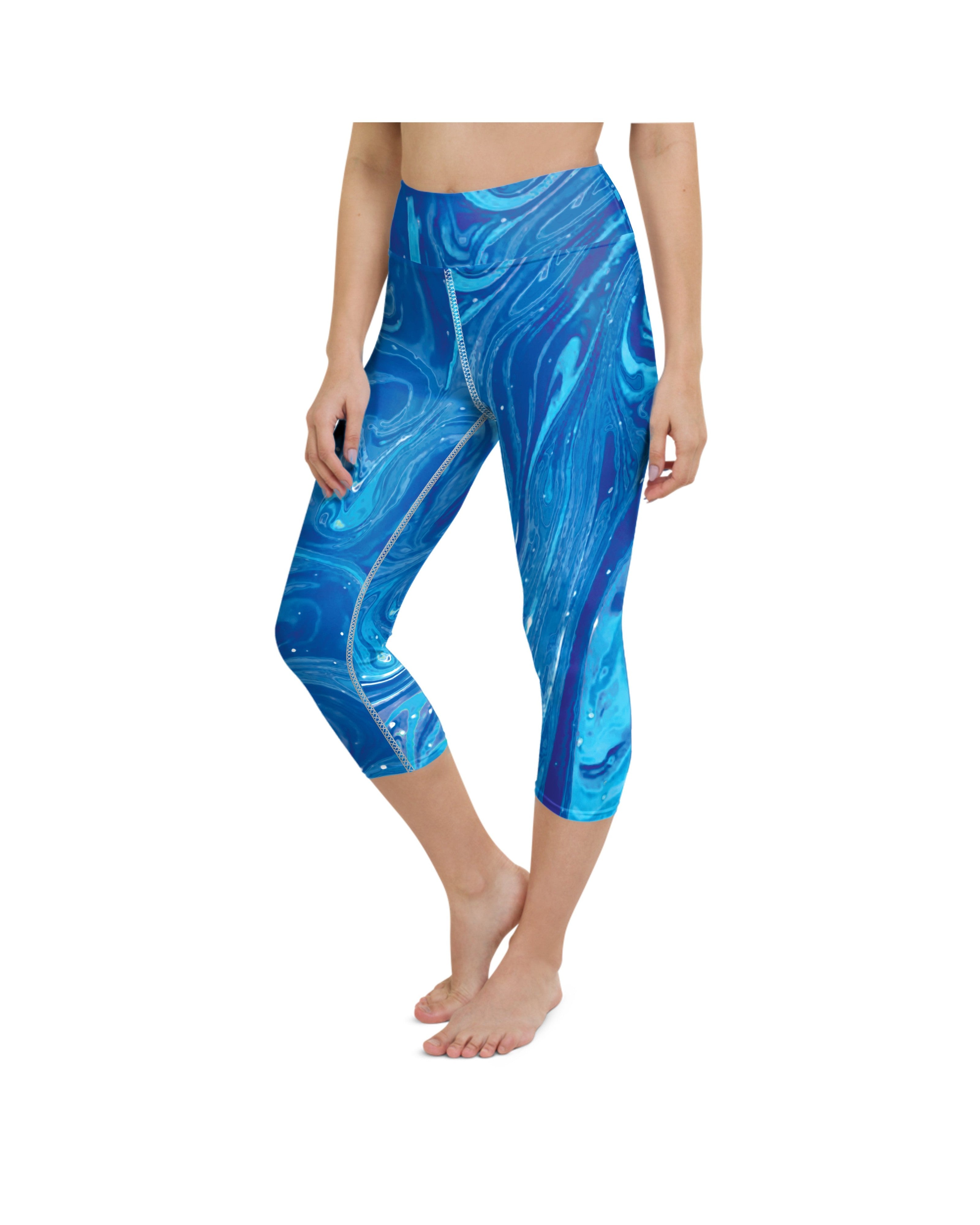 Blue Swirl Yoga Capris Gearbunch