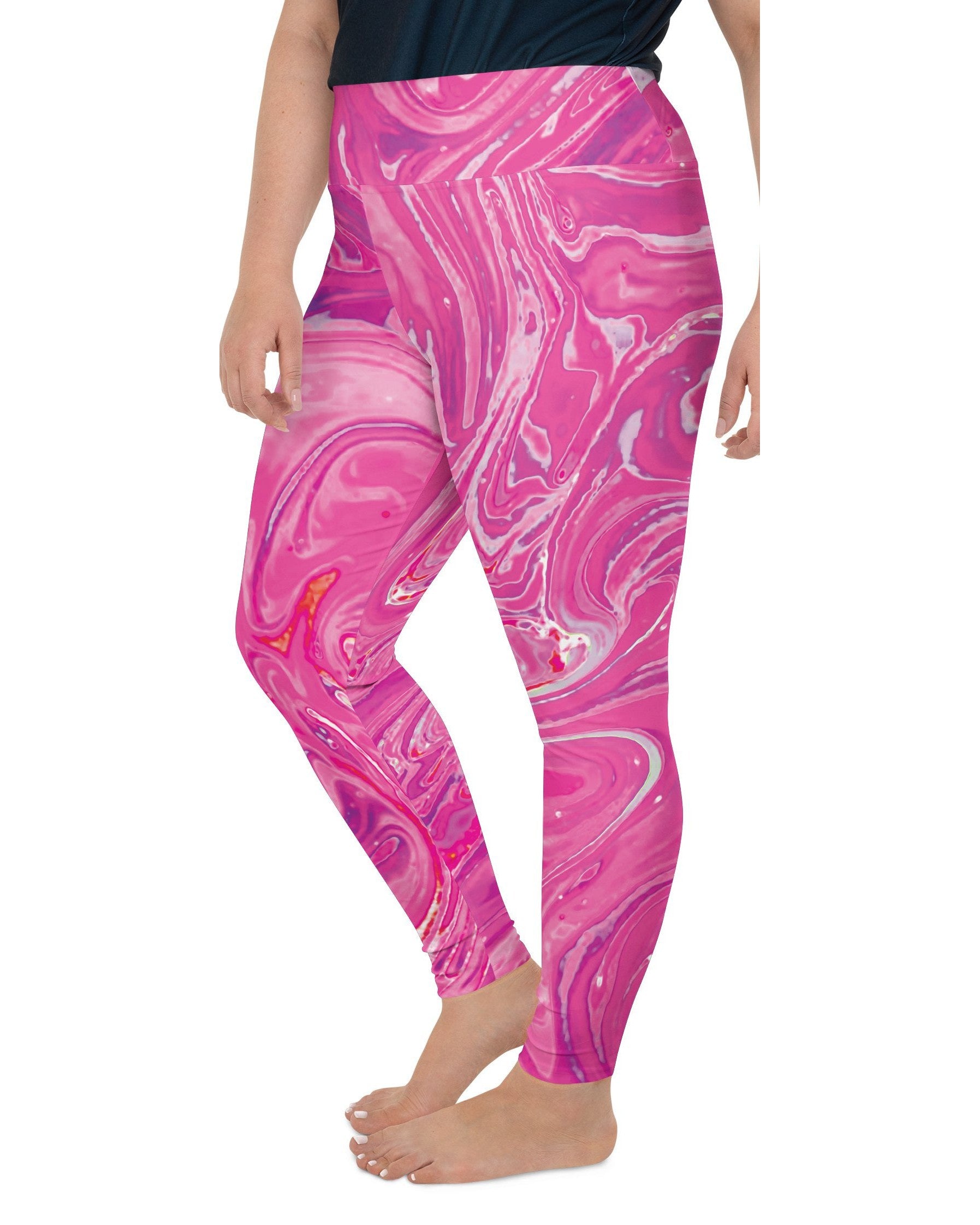 Pink Swirl Plus Size Leggings Gearbunch