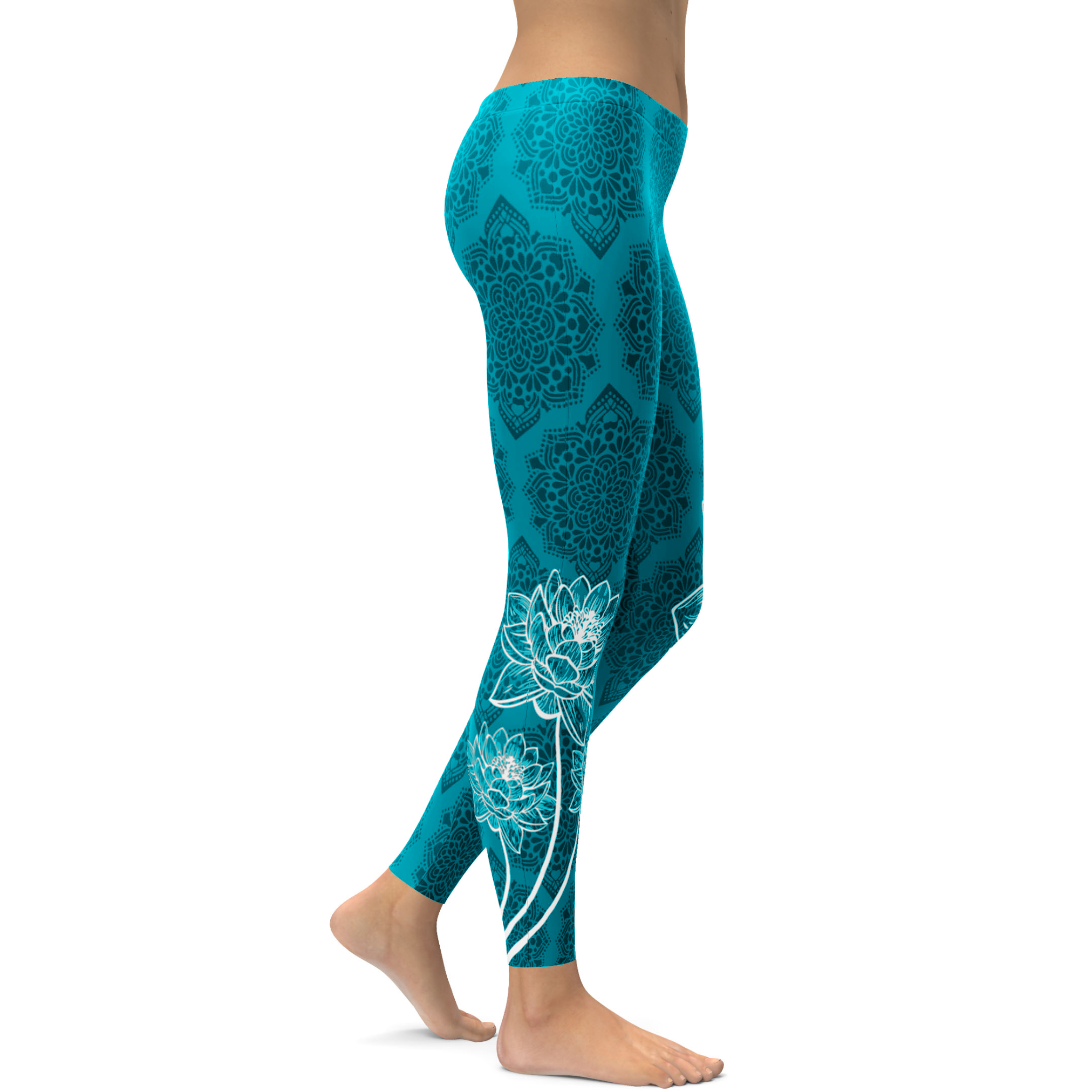 Gearbunch | Cyan Blue Lotus Leggings