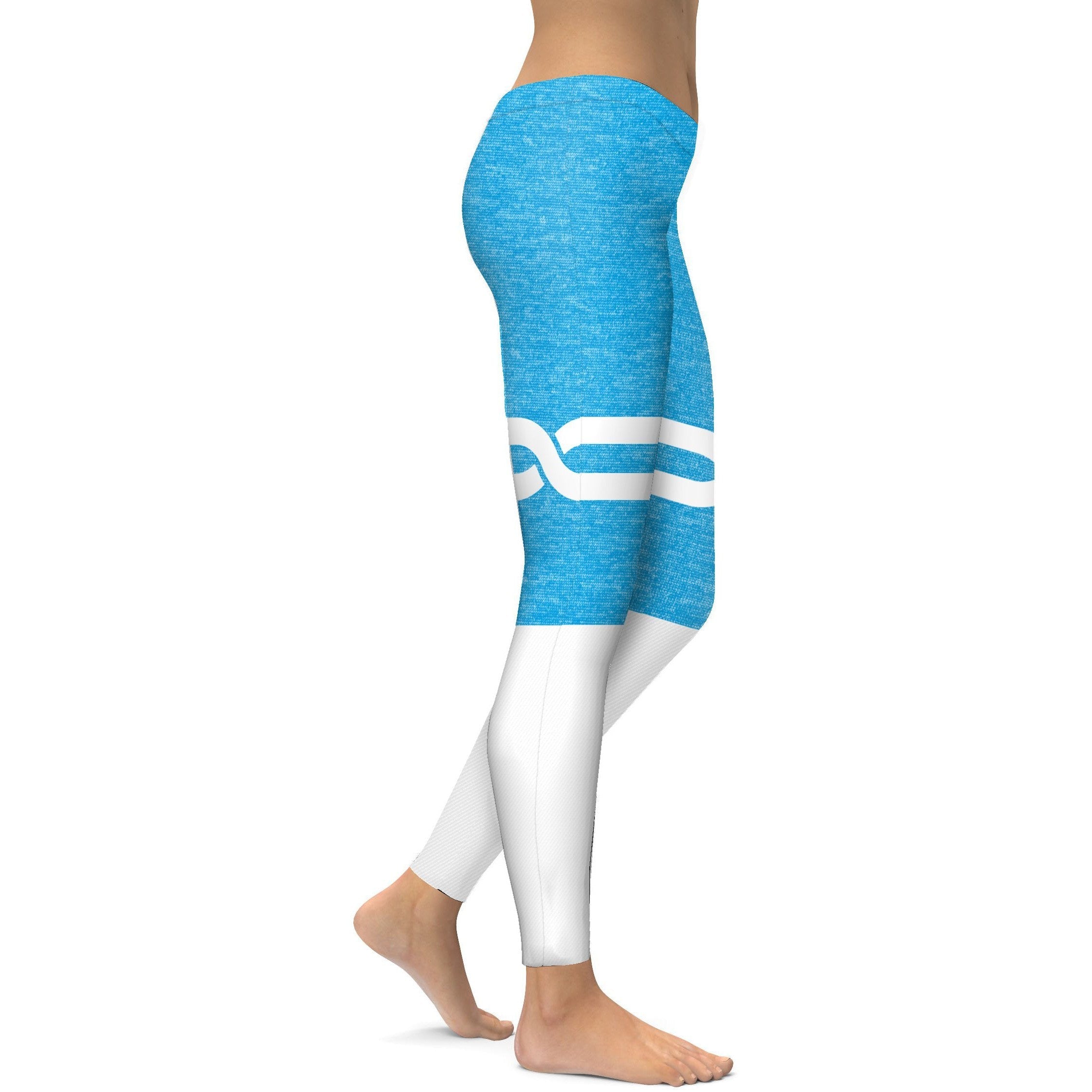 Womens Workout Yoga Blue and White Infinity Leggings 