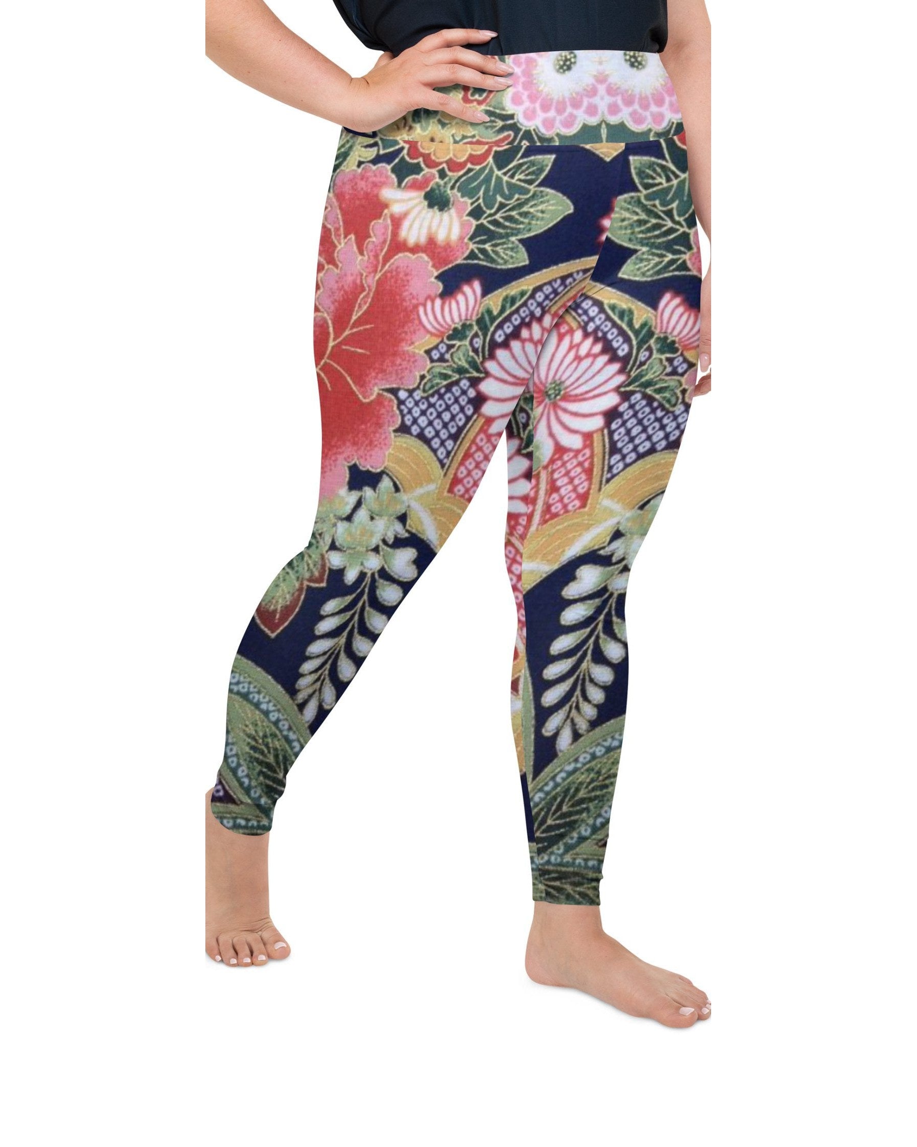 Oriental Floral Plus Size Leggings | GearBunch