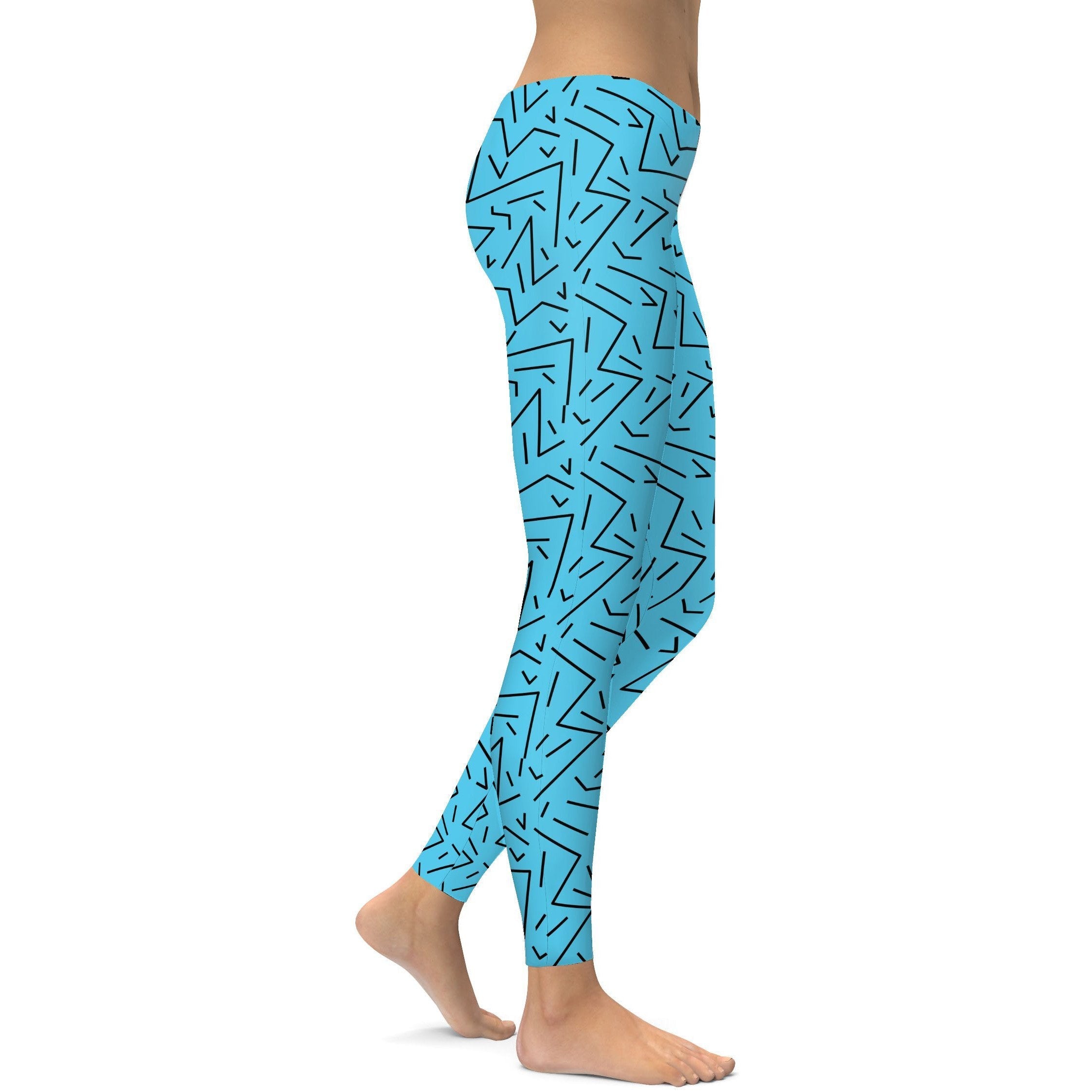 Aqua Black Line Leggings Black/Sky Blue