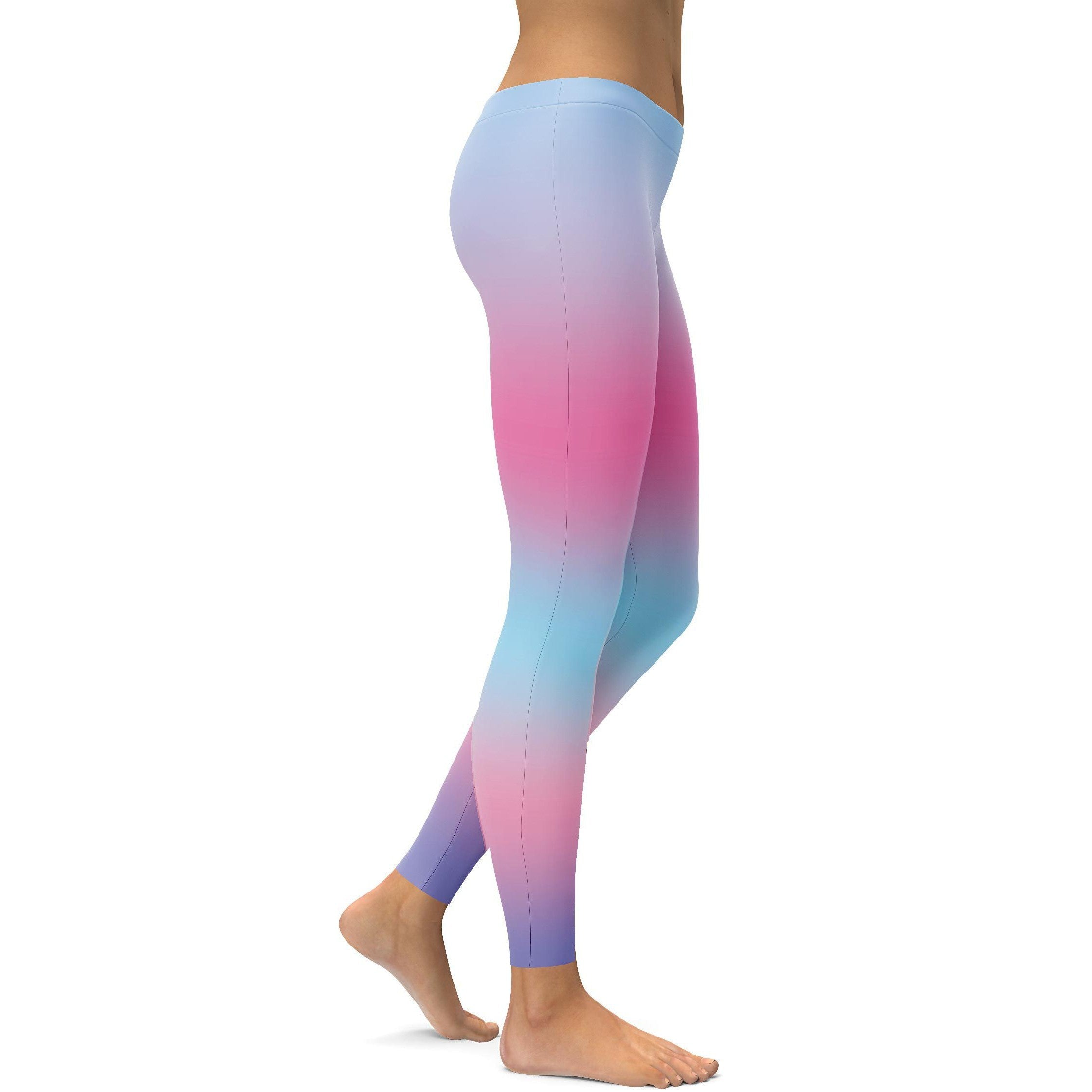 Rainbow Pastel Blue & Pink Leggings - GearBunch Leggings / Yoga Pants