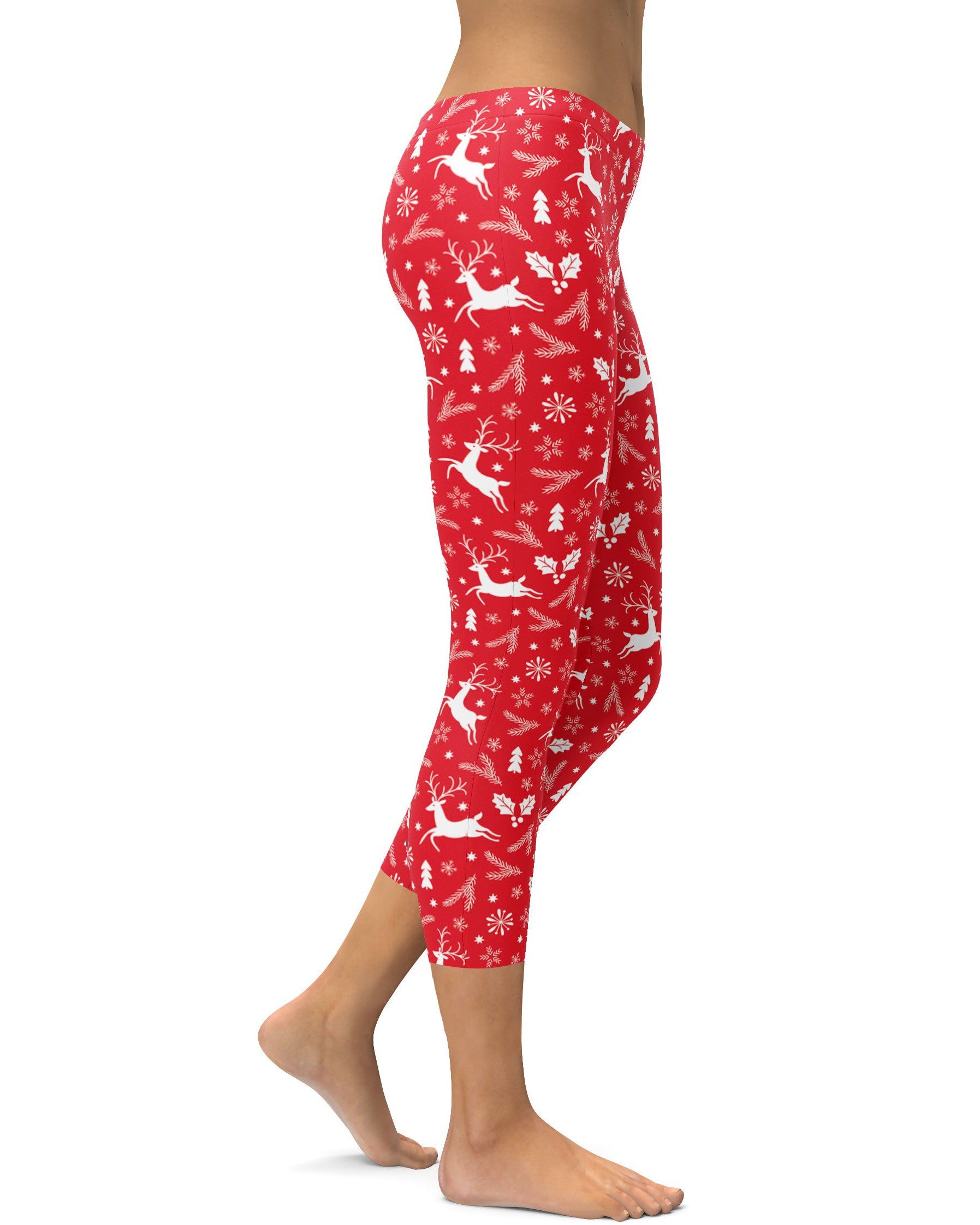 Red Reindeer Christmas Capris