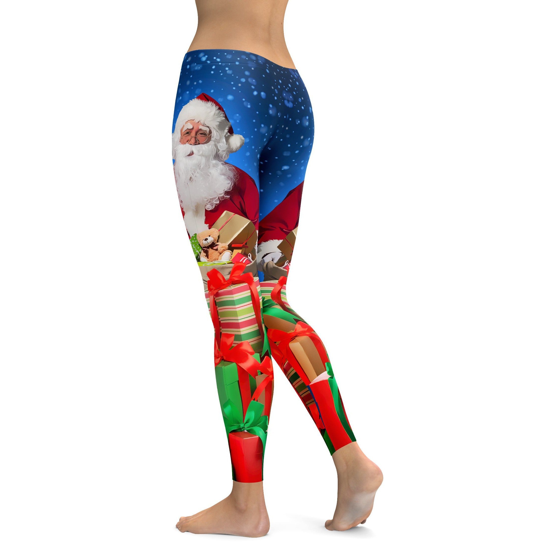 Santa & Presents Christmas Leggings - GearBunch Leggings / Yoga Pants