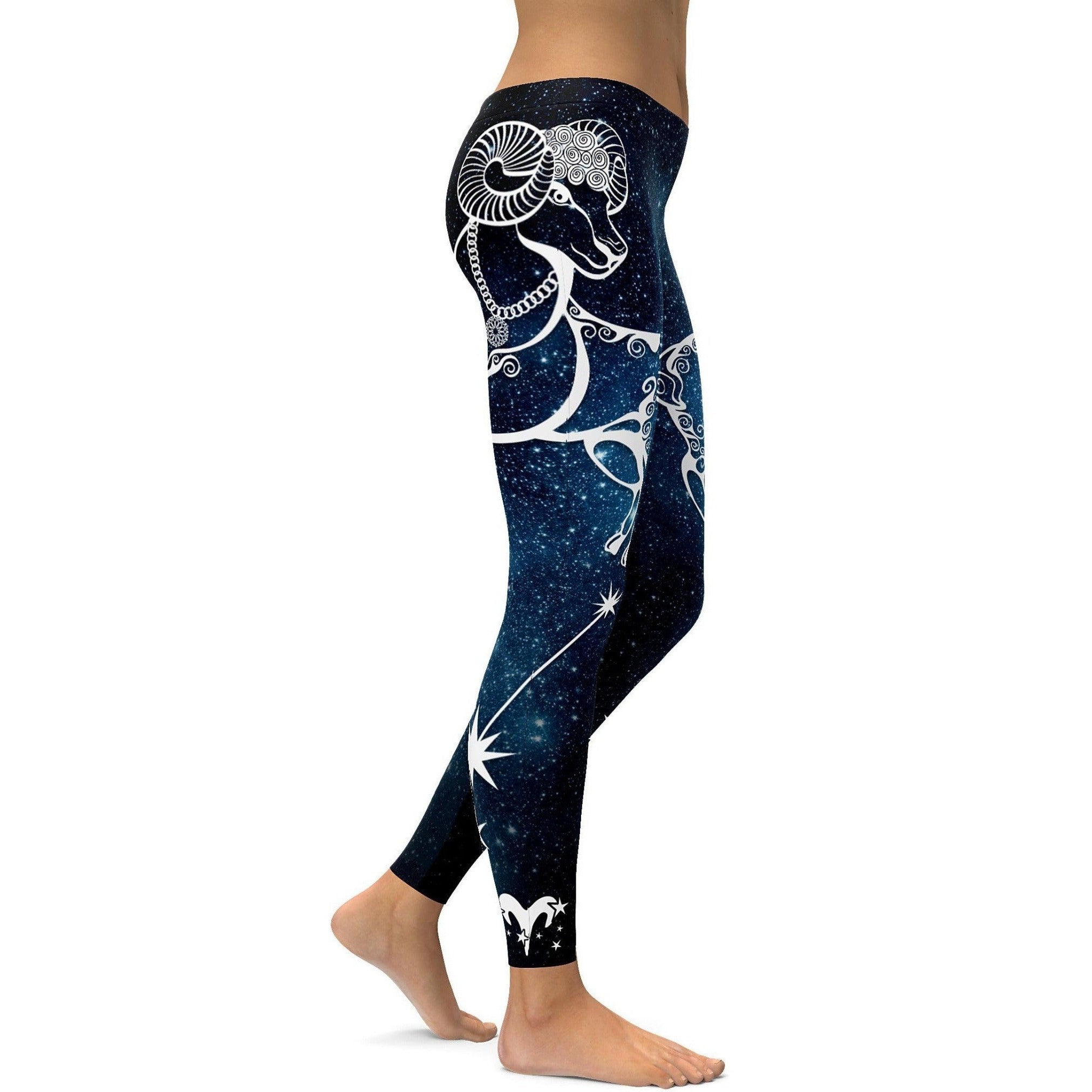 Womens Workout Yoga Aries Leggings Black/White | Gear Bunch