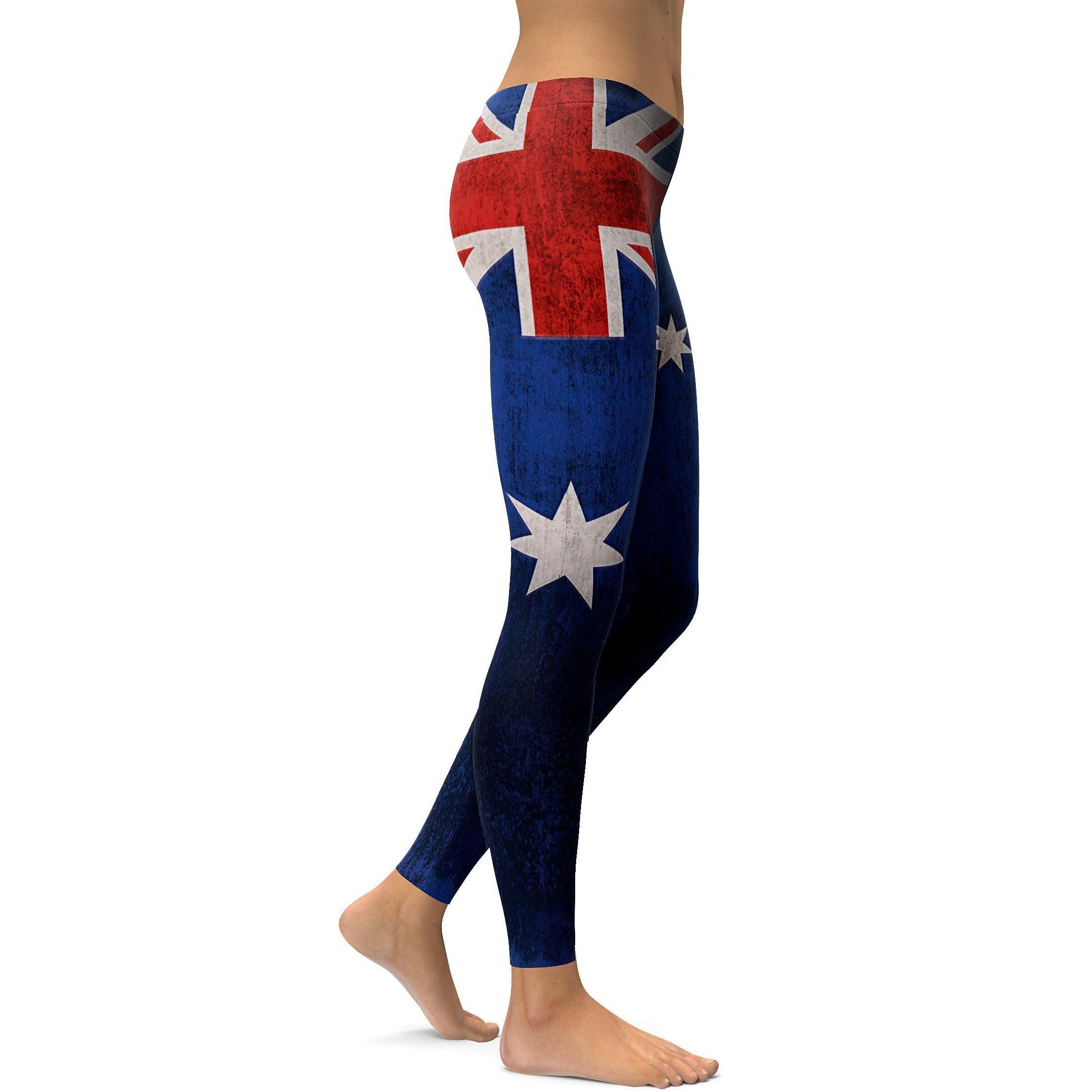 Grunge Australian Flag Leggings - GearBunch Leggings / Yoga Pants