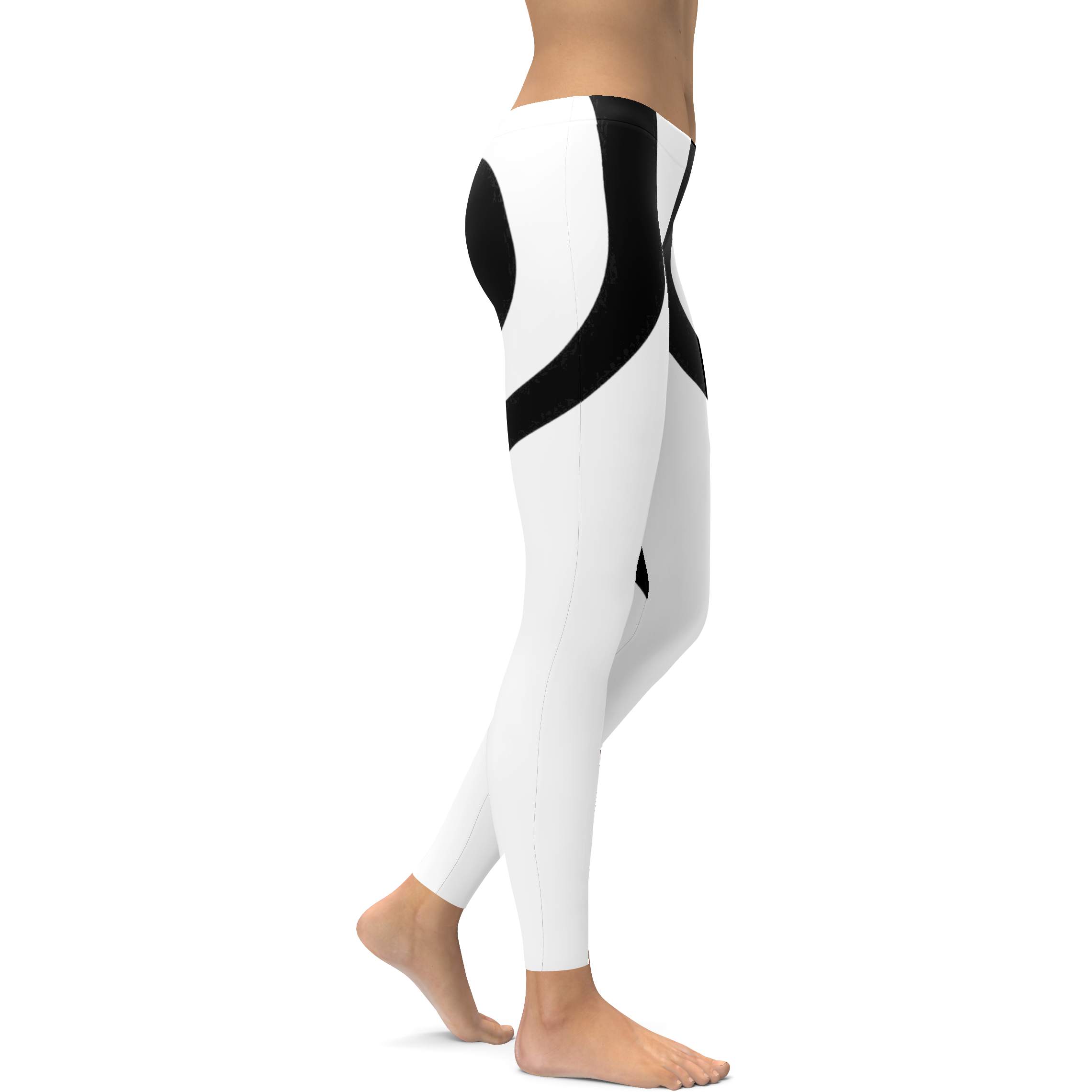 Womens Workout Yoga Black Heart Shaped White Leggings | Gear Bunch