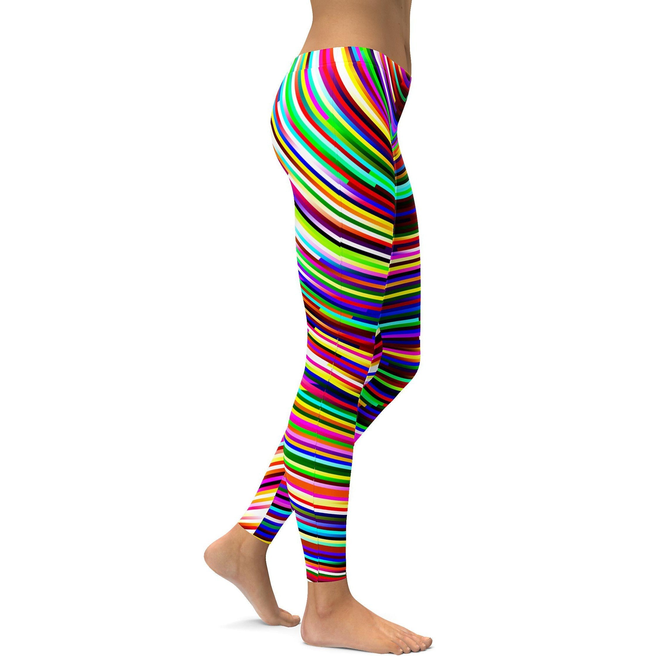 Psychedelic Striped Rave Leggings