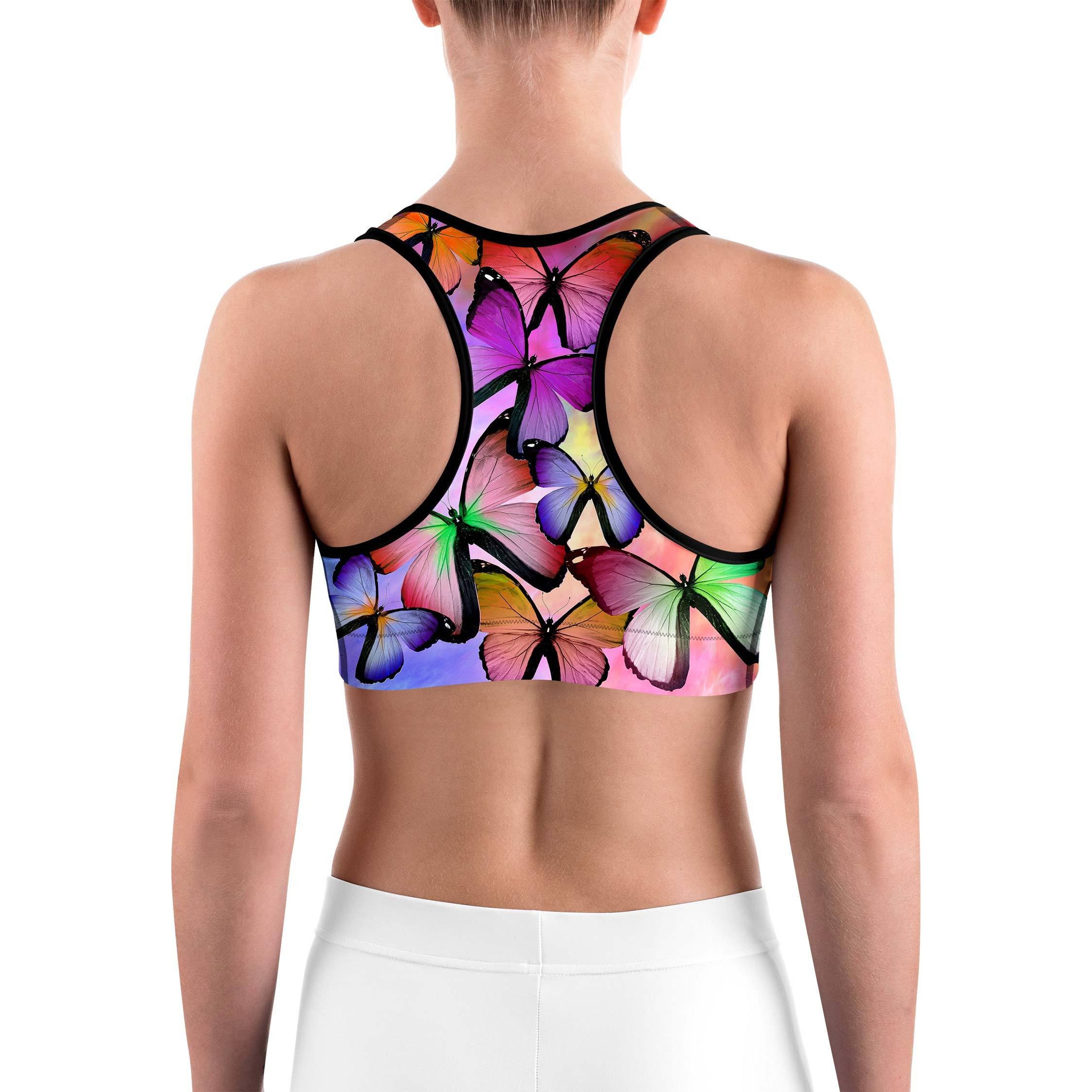 Colorful Butterflies Sports bra - GearBunch Leggings / Yoga Pants