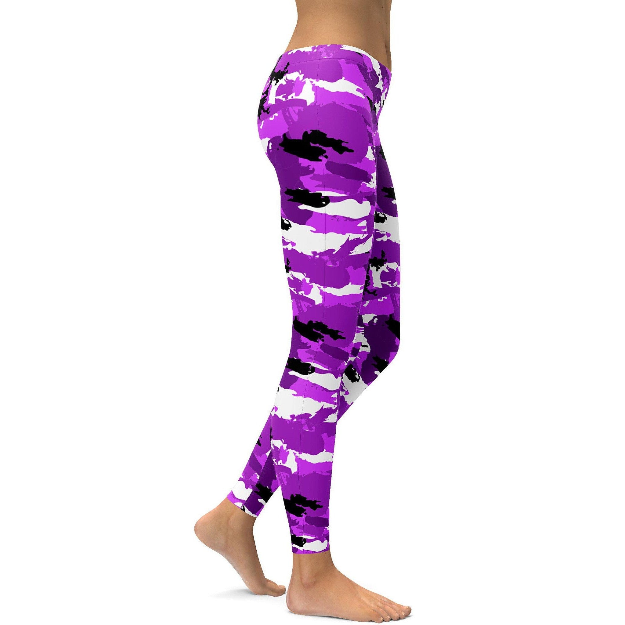 Purple Camo Leggings - GearBunch Leggings / Yoga Pants