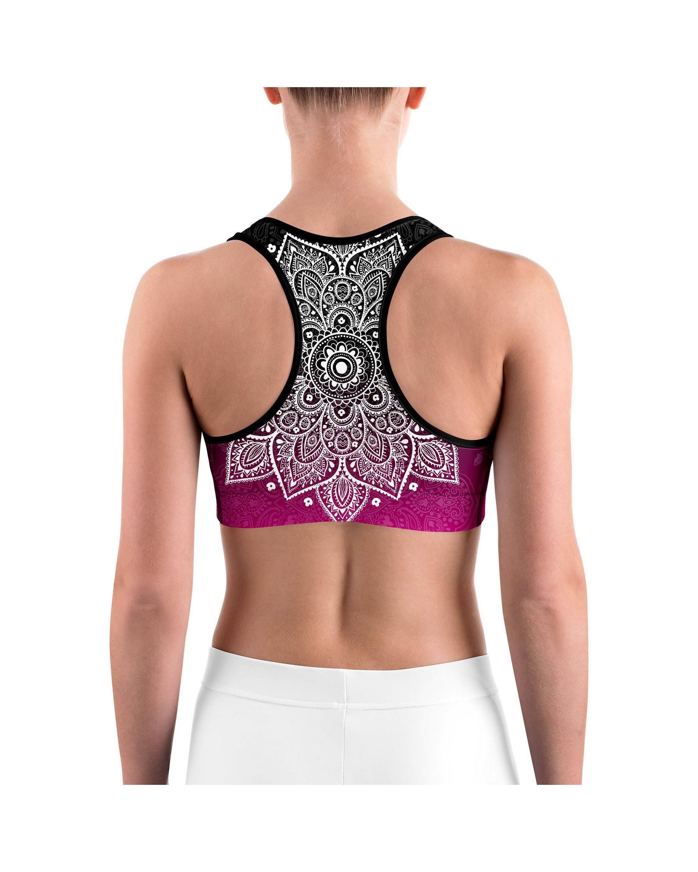 Black to Pink Mandala Sports bra - GearBunch Leggings / Yoga Pants