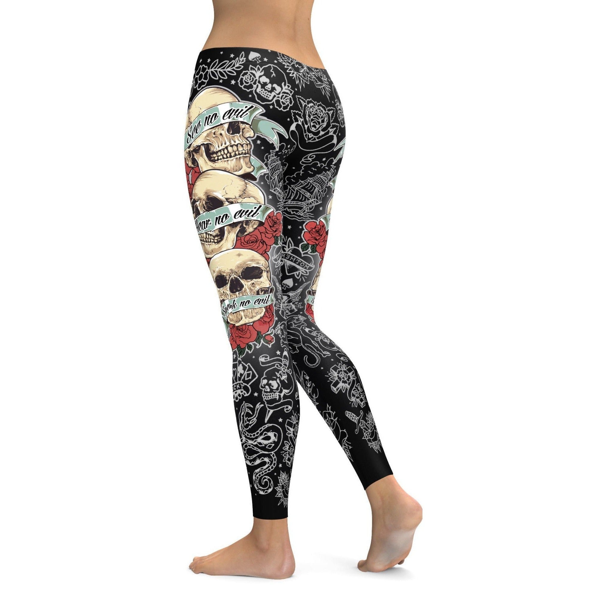 See no evil, Hear no evil, Speak no evil Black Leggings | GearBunch 