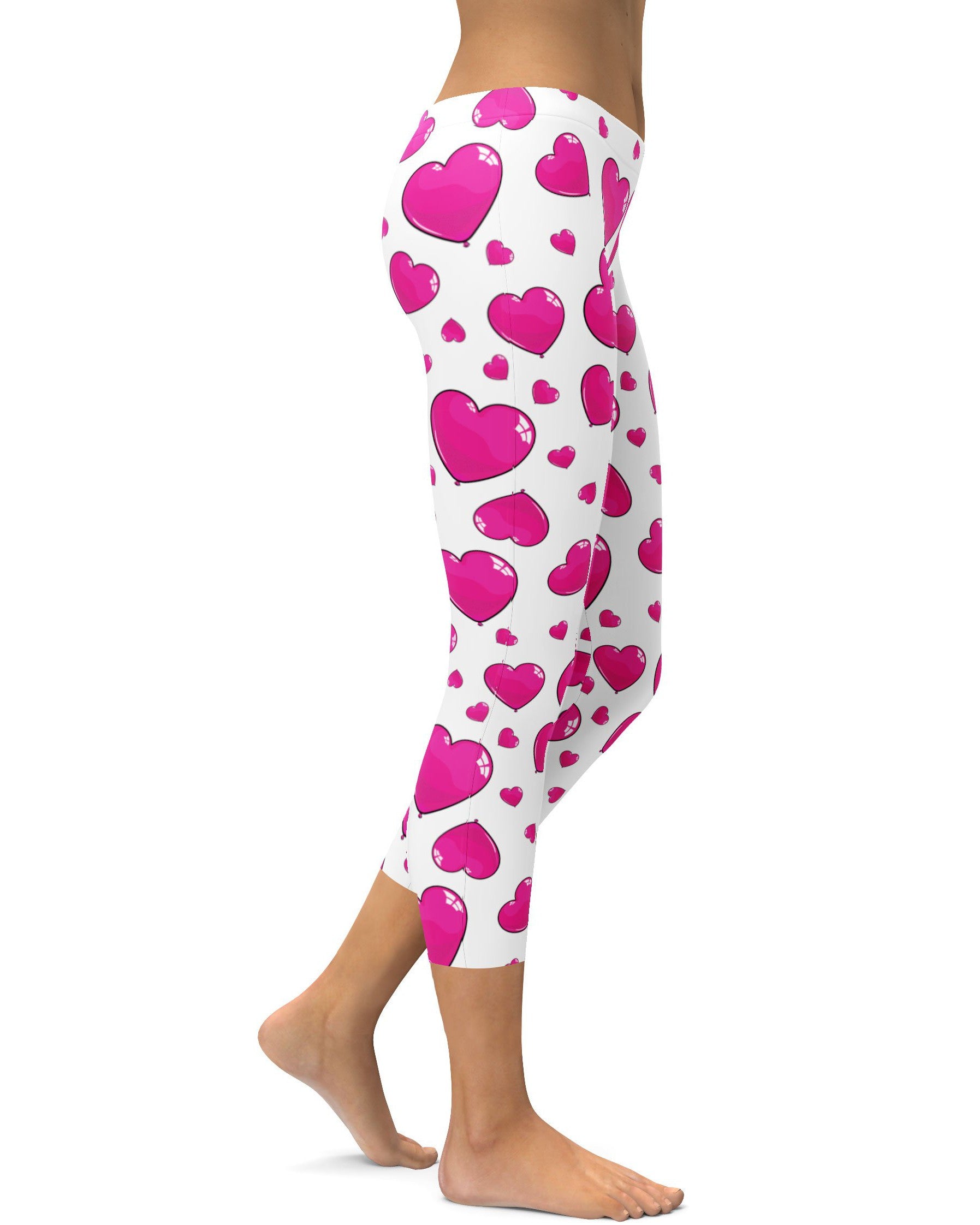 Pink Heart Shaped Balloon Capris - Gearbunch