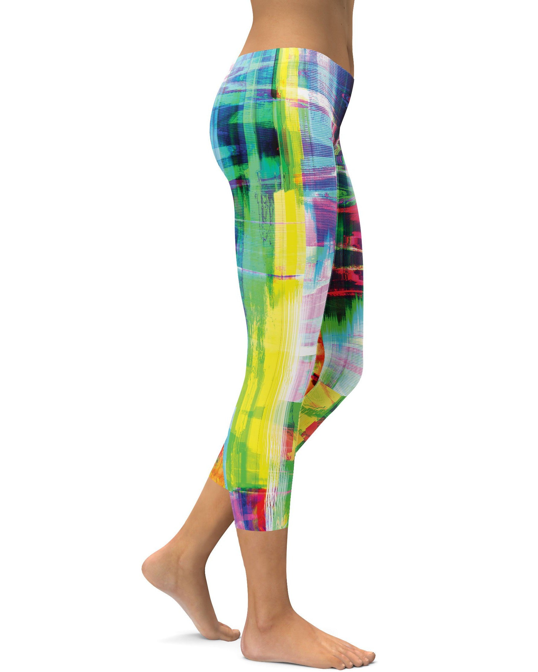 Bright Neon Rave Capris - GearBunch Leggings / Yoga Pants