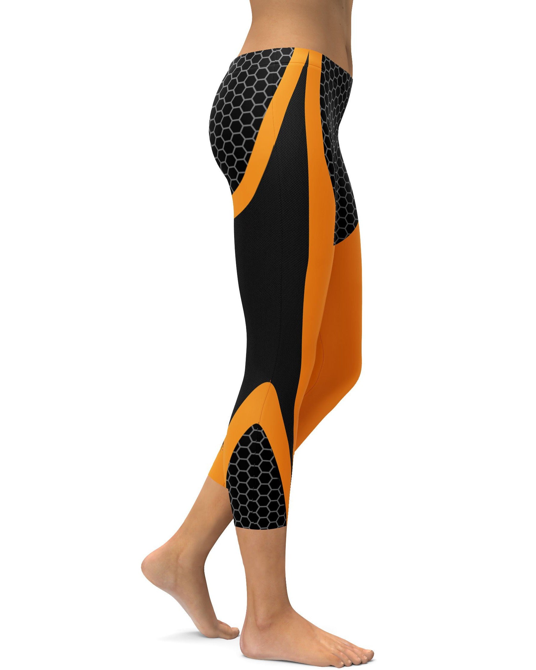 Orange Honeycomb Carbon Capris