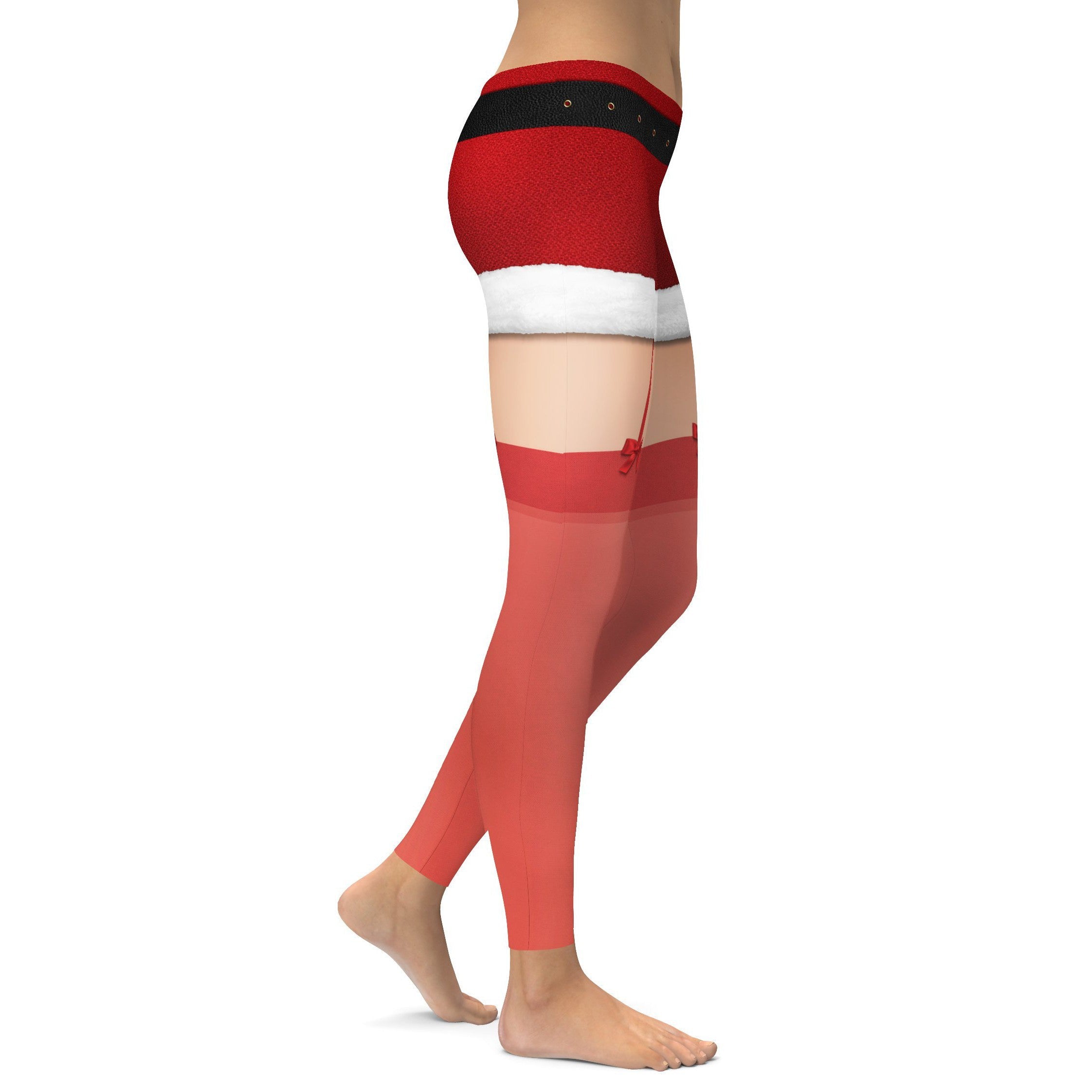 Christmas Shorts with Red Stockings Leggings - GearBunch Leggings / Yoga Pants