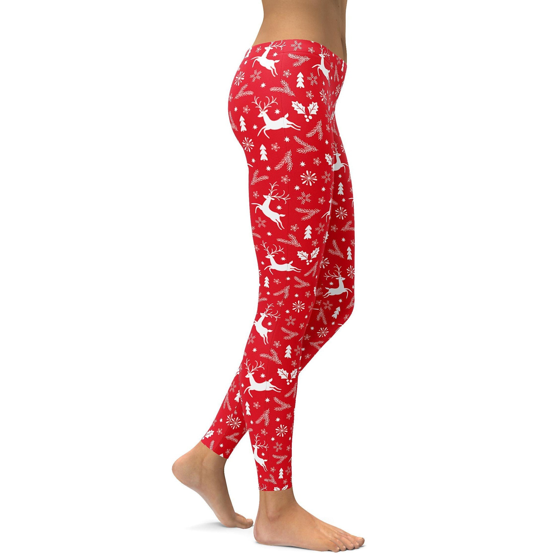 Red Reindeer Christmas Leggings