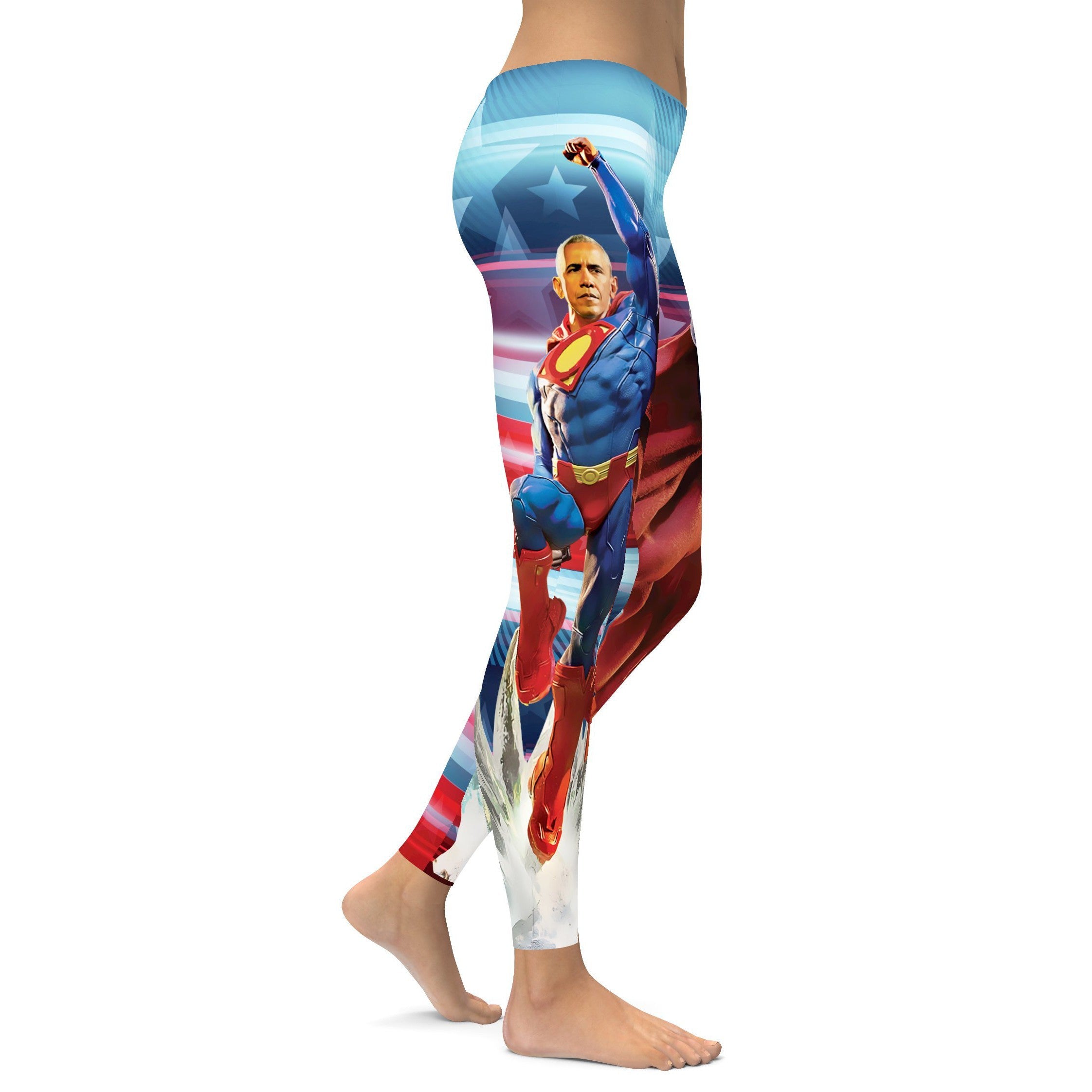 Womens Workout Yoga American Pride Obama Leggings Neavy Blue/Red/White | Gear Brunch