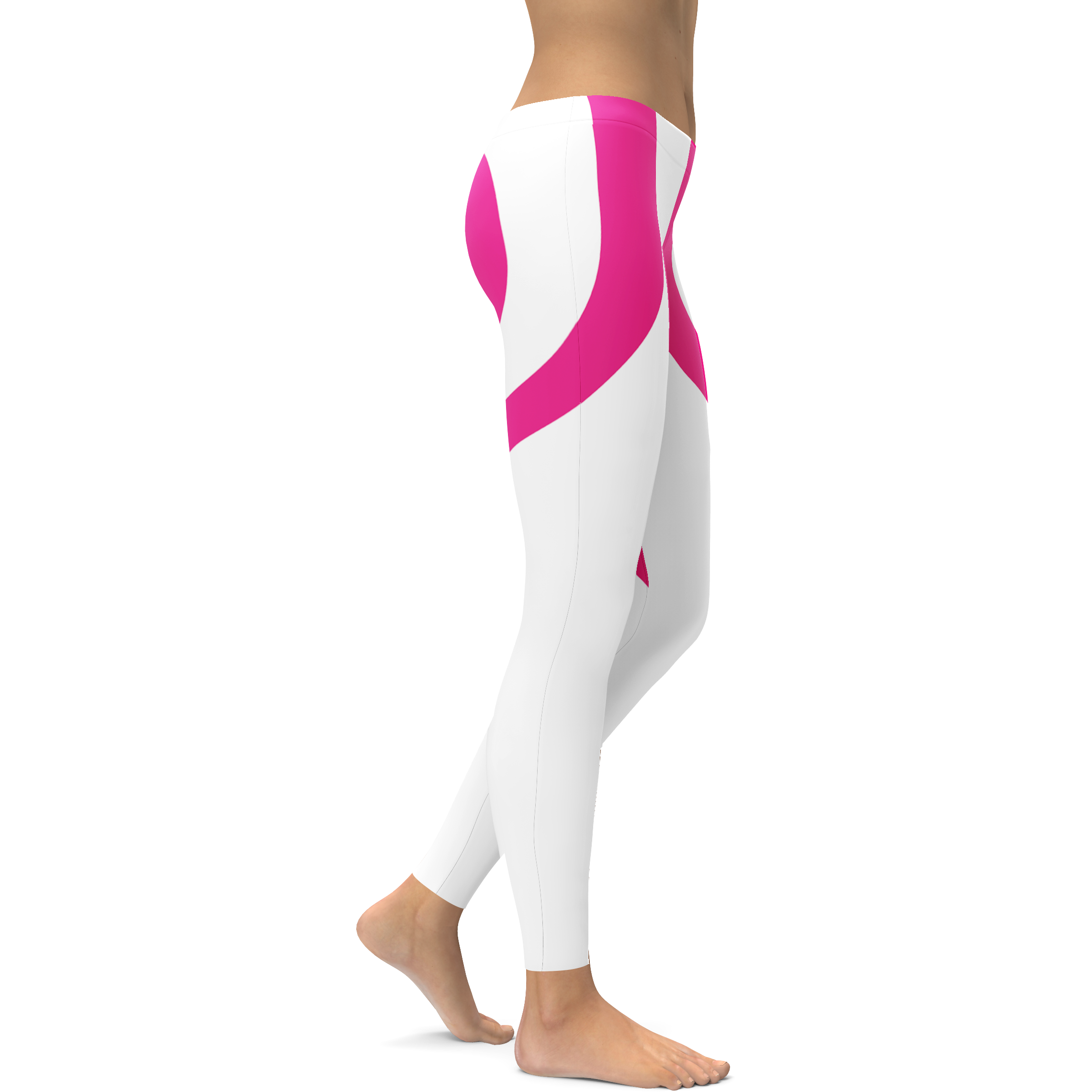 Pink Heart Shaped White Leggings - Gearbunch