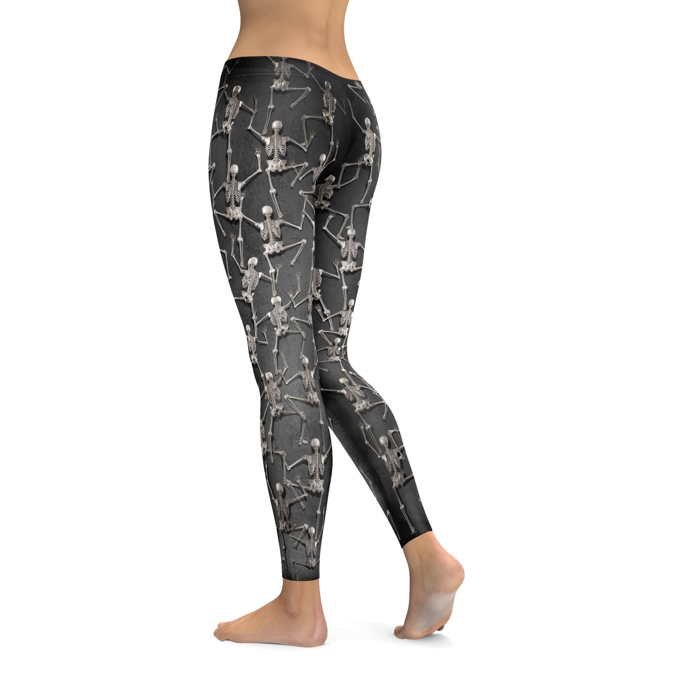 Tiny Skeletons Creeping Up Leggings - GearBunch Leggings / Yoga Pants