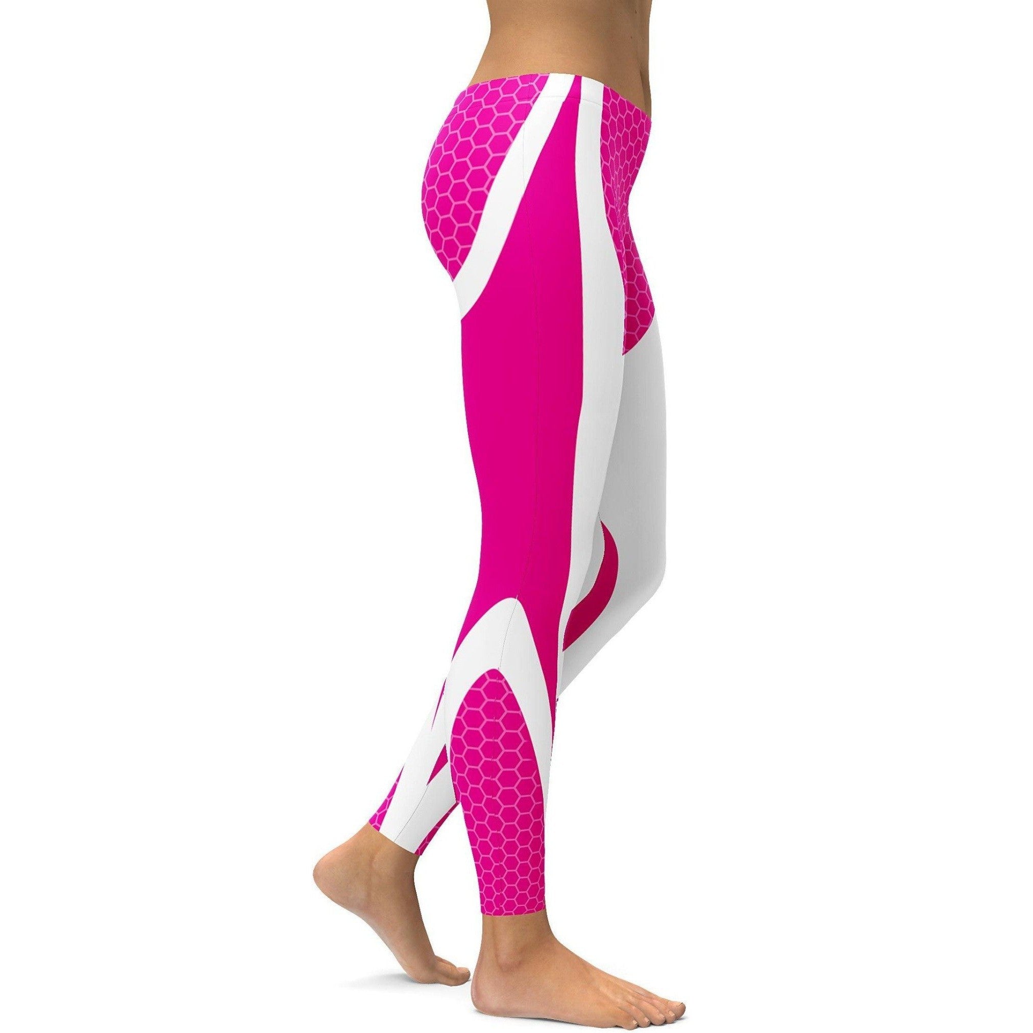 Gearbunch | Pink Honeycomb Carbon White Leggings