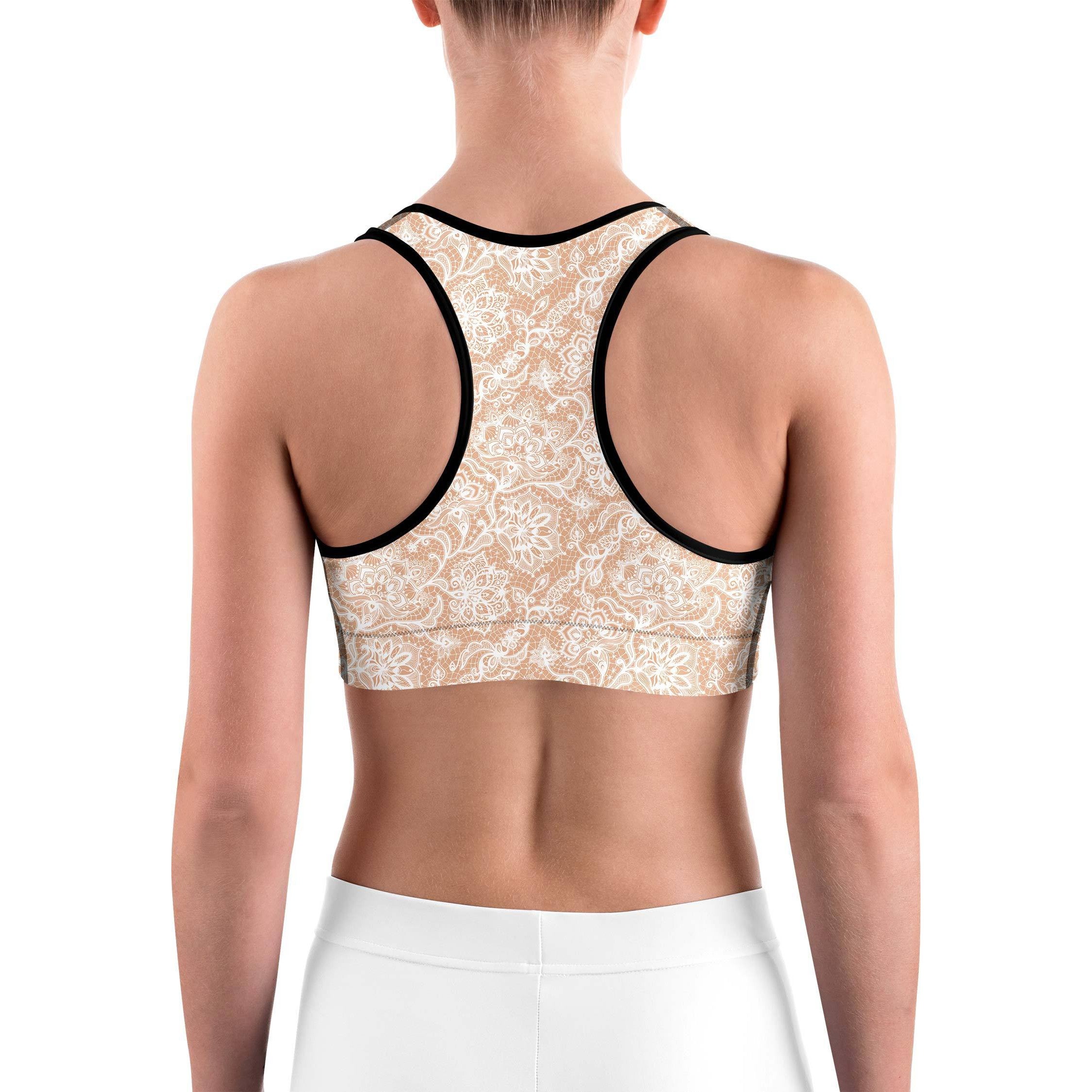 White Faux Lace Sports bra