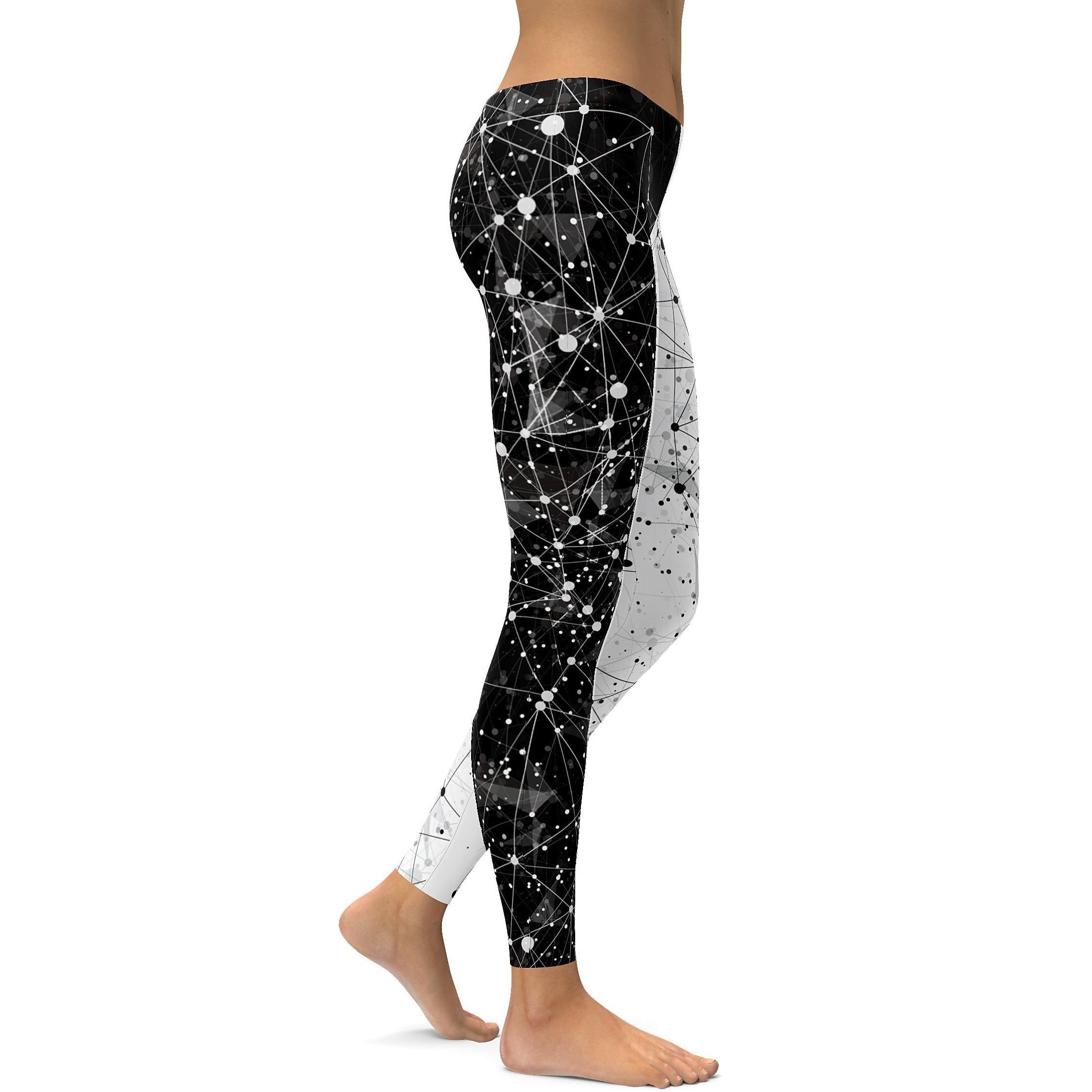 Womens Workout Yoga Poly Day & Night Leggings Black/White | Gearbunch.com