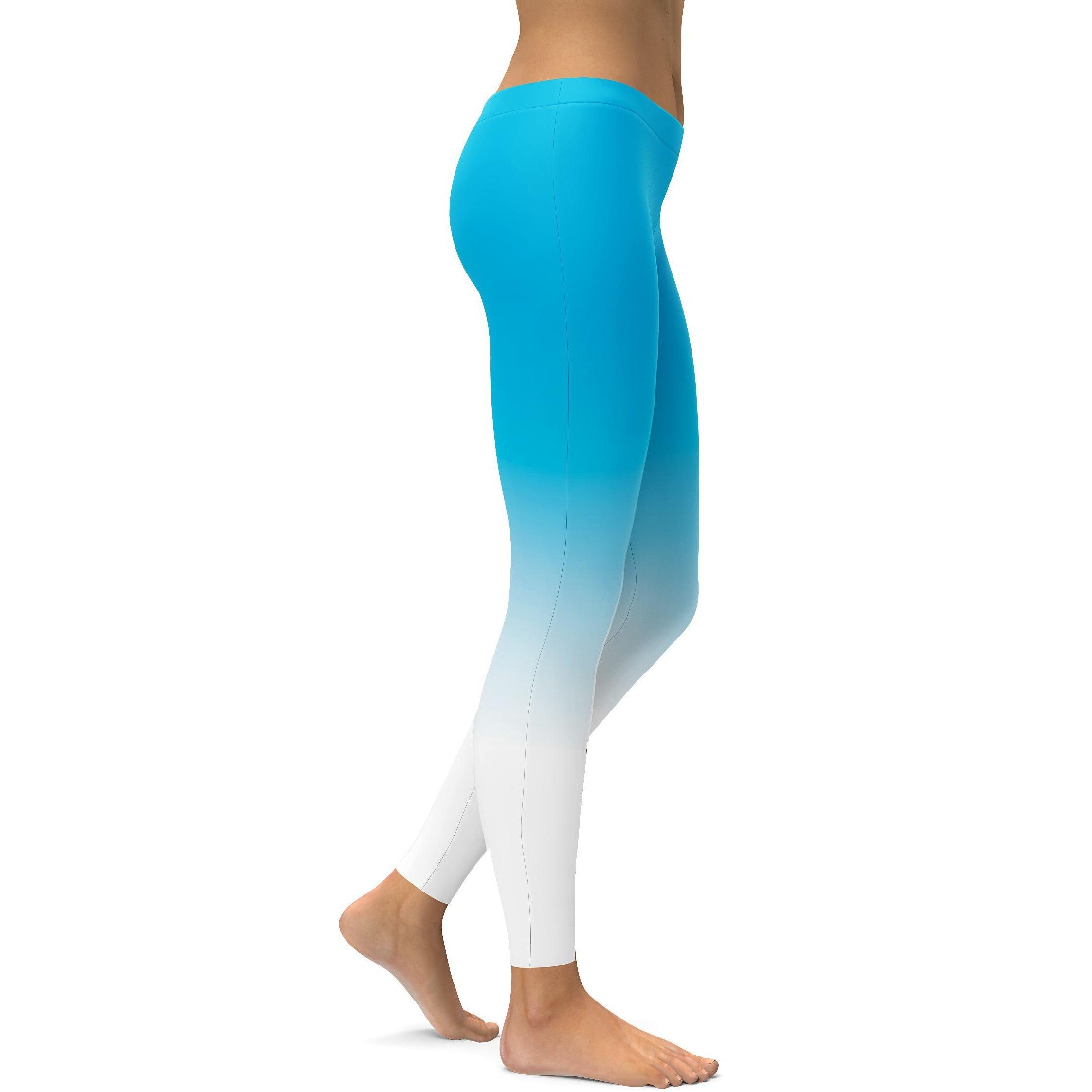 Ombre Sky Blue to White Leggings - GearBunch Leggings / Yoga Pants