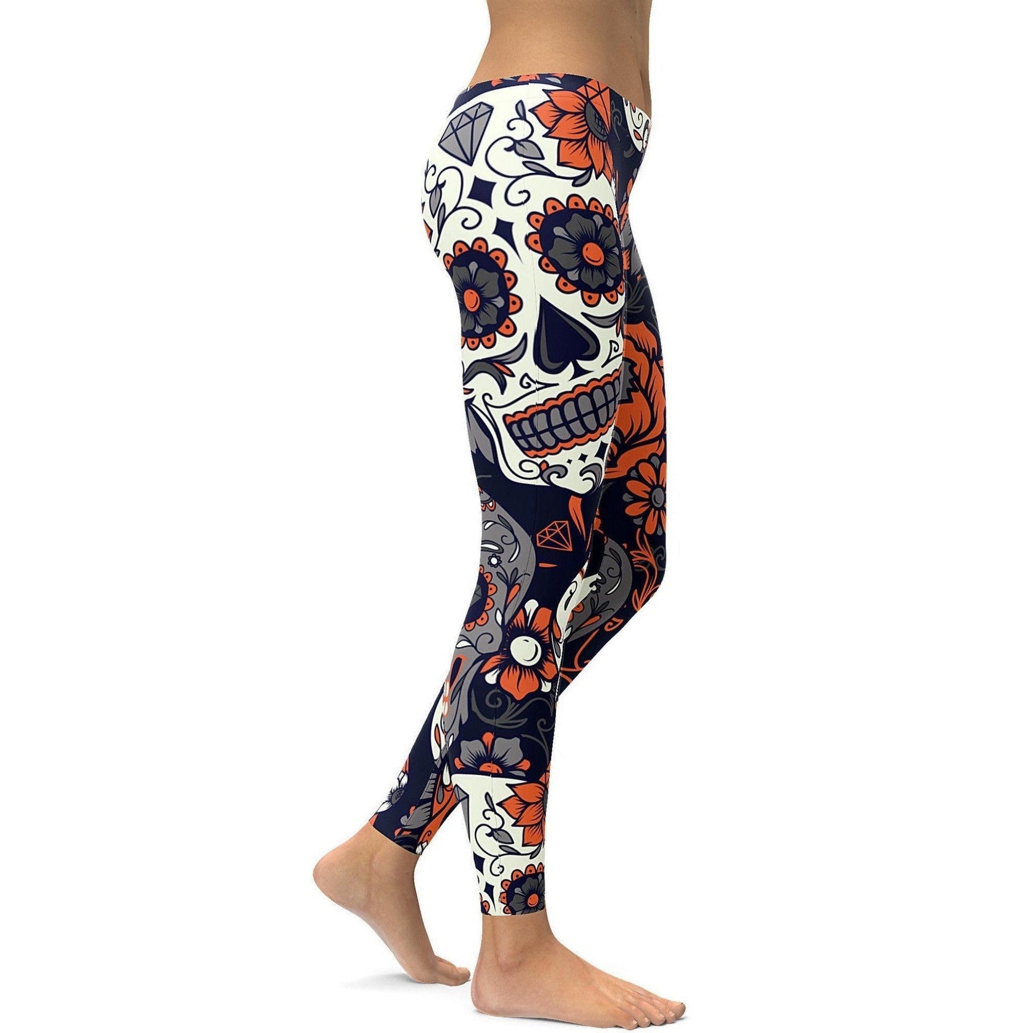 GearBunch | Orange Sugar Skull Leggings