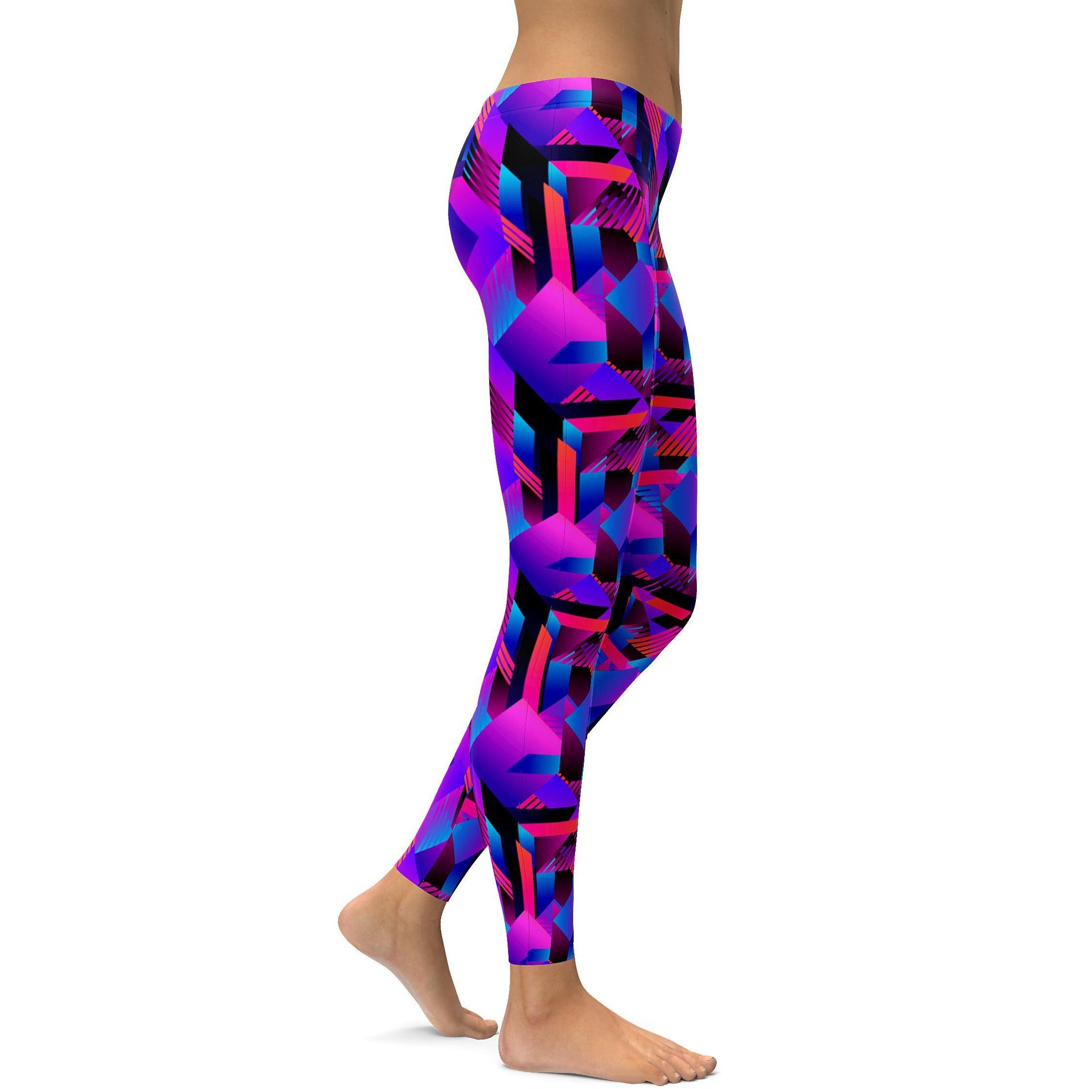 Pink and Purple Colorblock Leggings