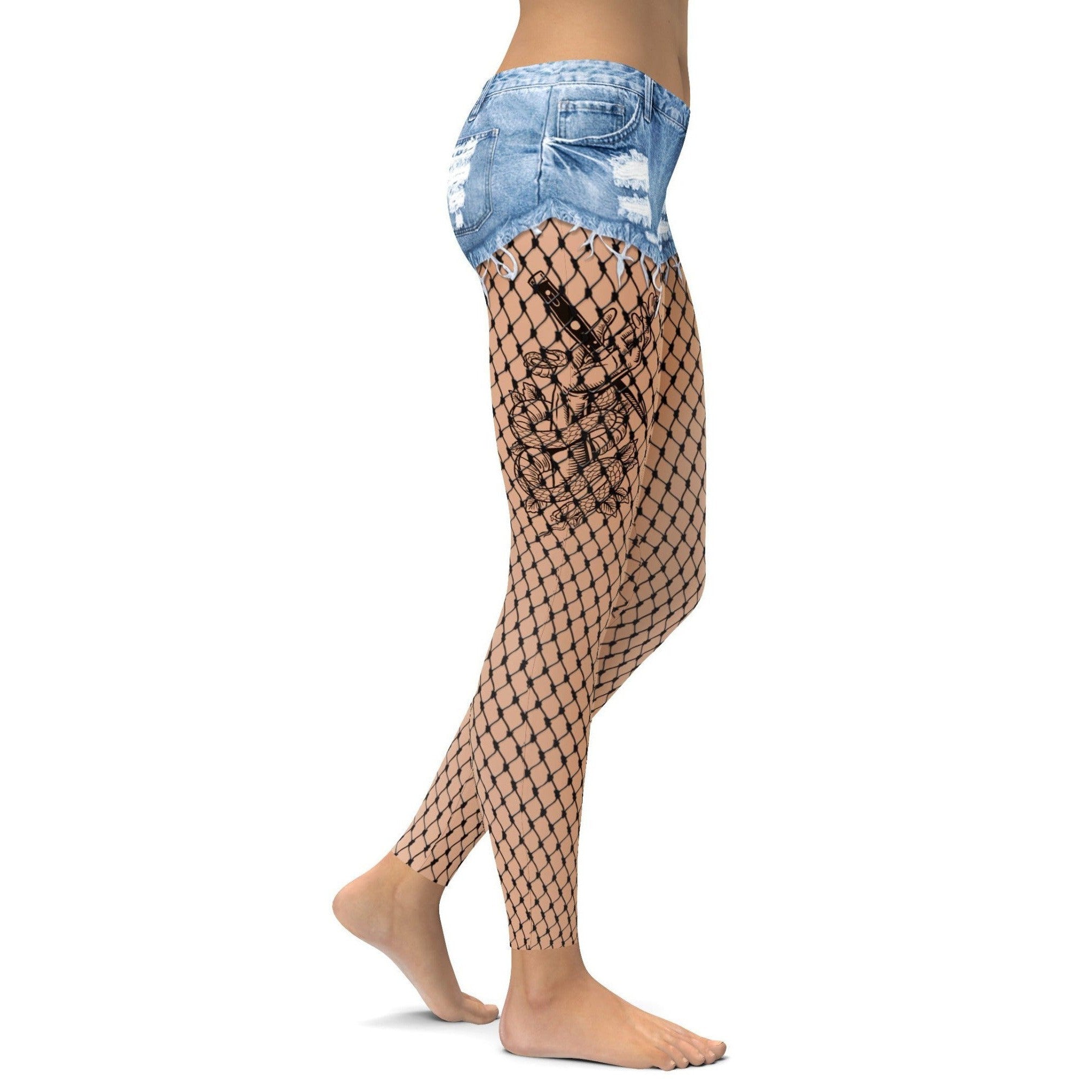 Womens Yoga Shorts Faux Pantyhose & Short Leggings Blue/Black | Gearbunch.com